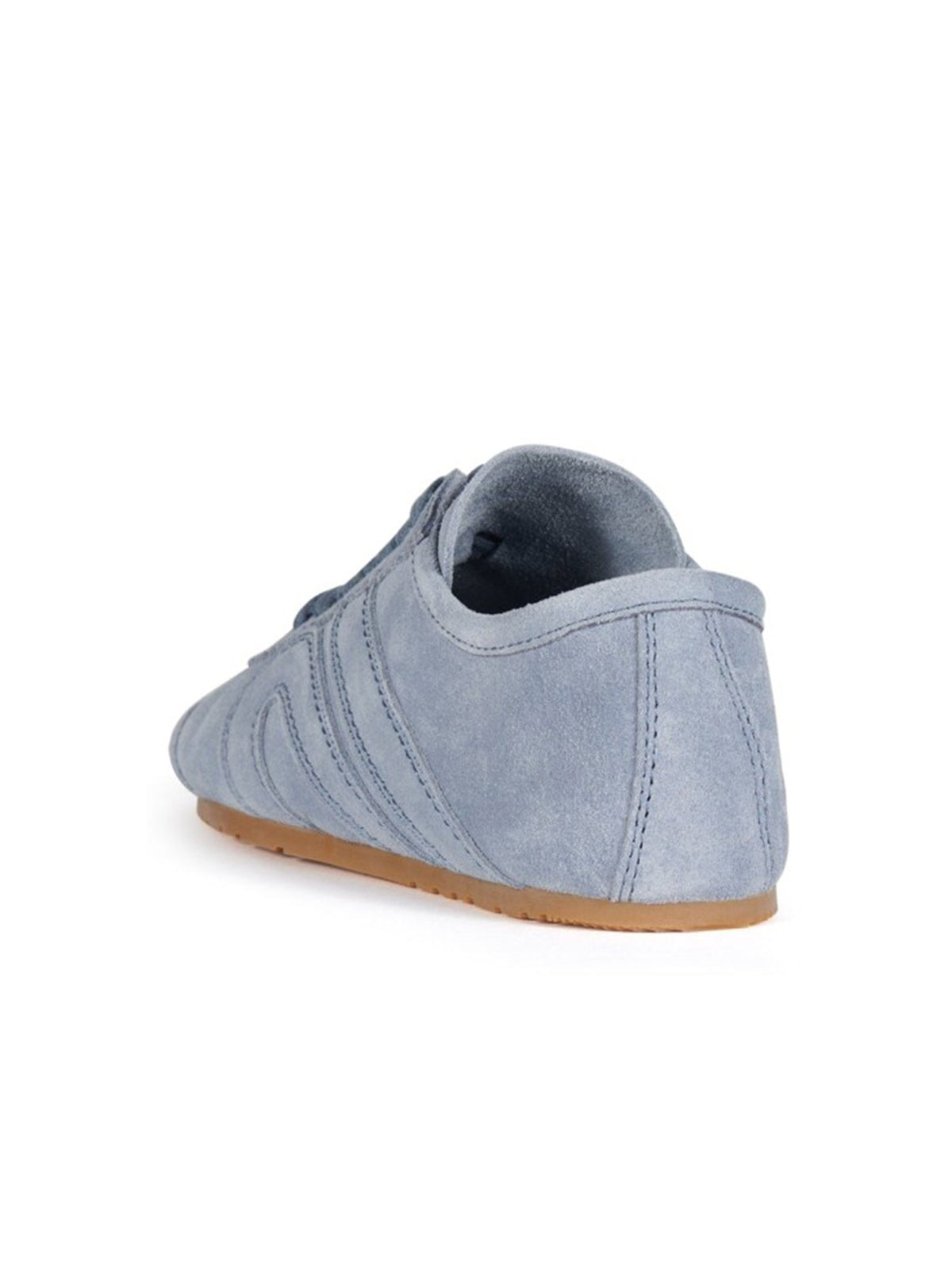 Blue Faux Suede Round-Toe Lace-Up Classic Sneakers Flats