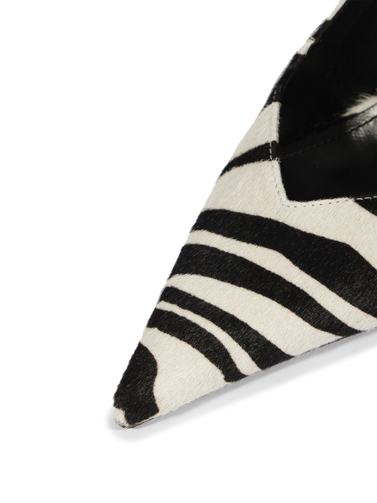 Zebra Pointed-Toe Slip-On Buckle Slingback Pumps