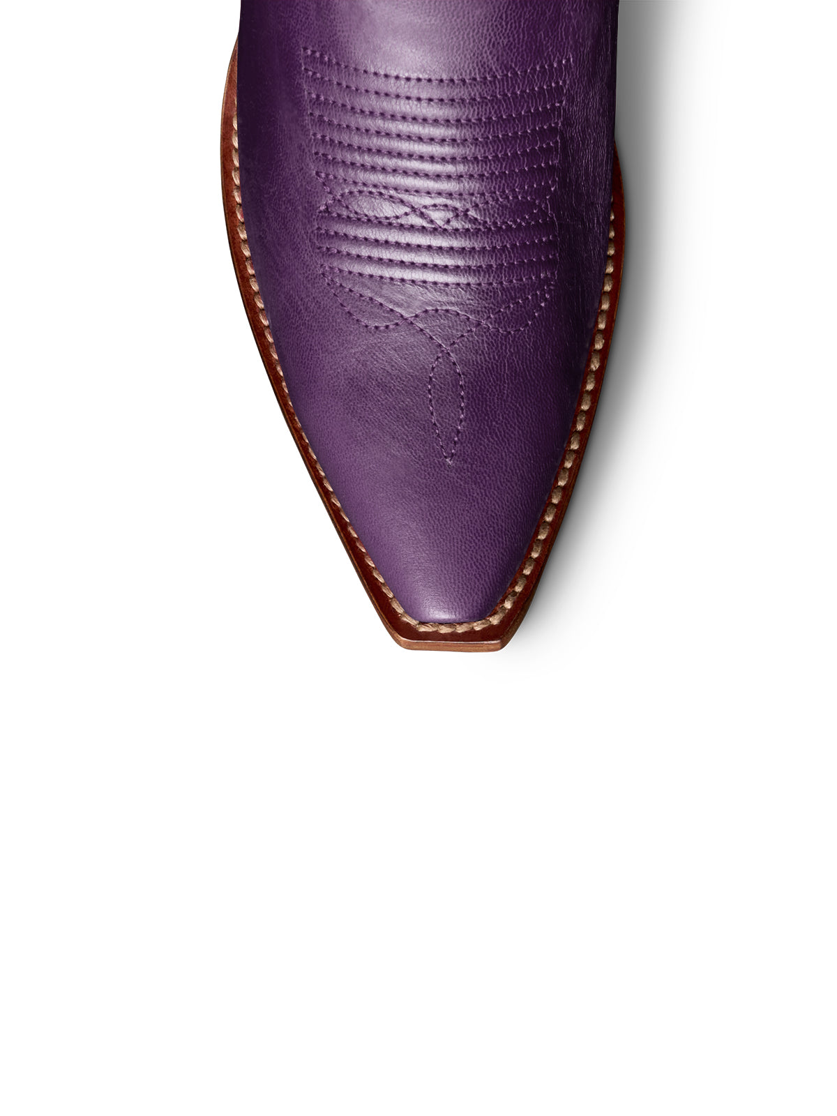 Dark Purple Snip-Toe Embroidery Wide Calf Knee High Cowgirl Boots