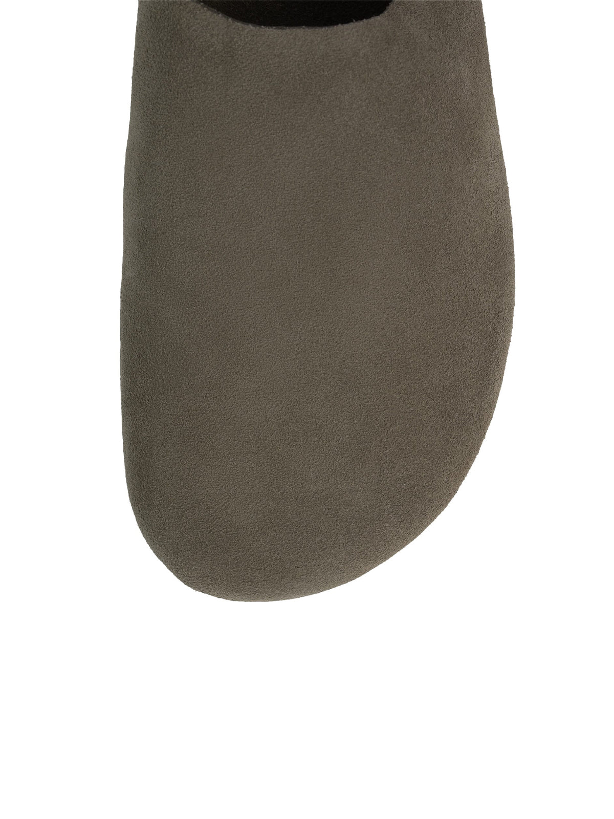 Khaki Faux Suede Square-Toe Slip-On Simple Backless Flats