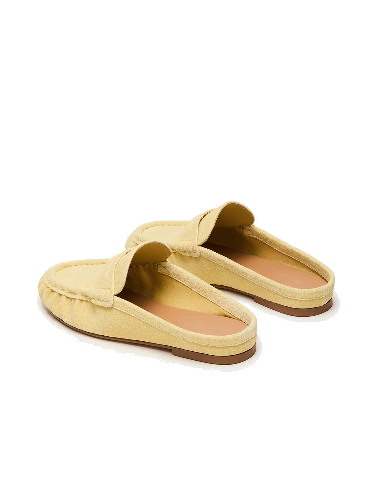 Yellow Faux Suede Round-Toe Stylish Slip-On Flats