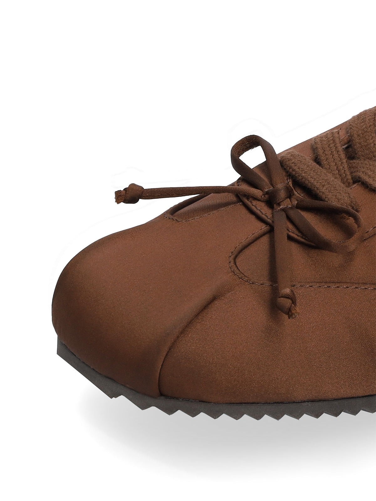 Maroon Satin And Cow Suede Square-Toe Lace-Up Sneakers Flats