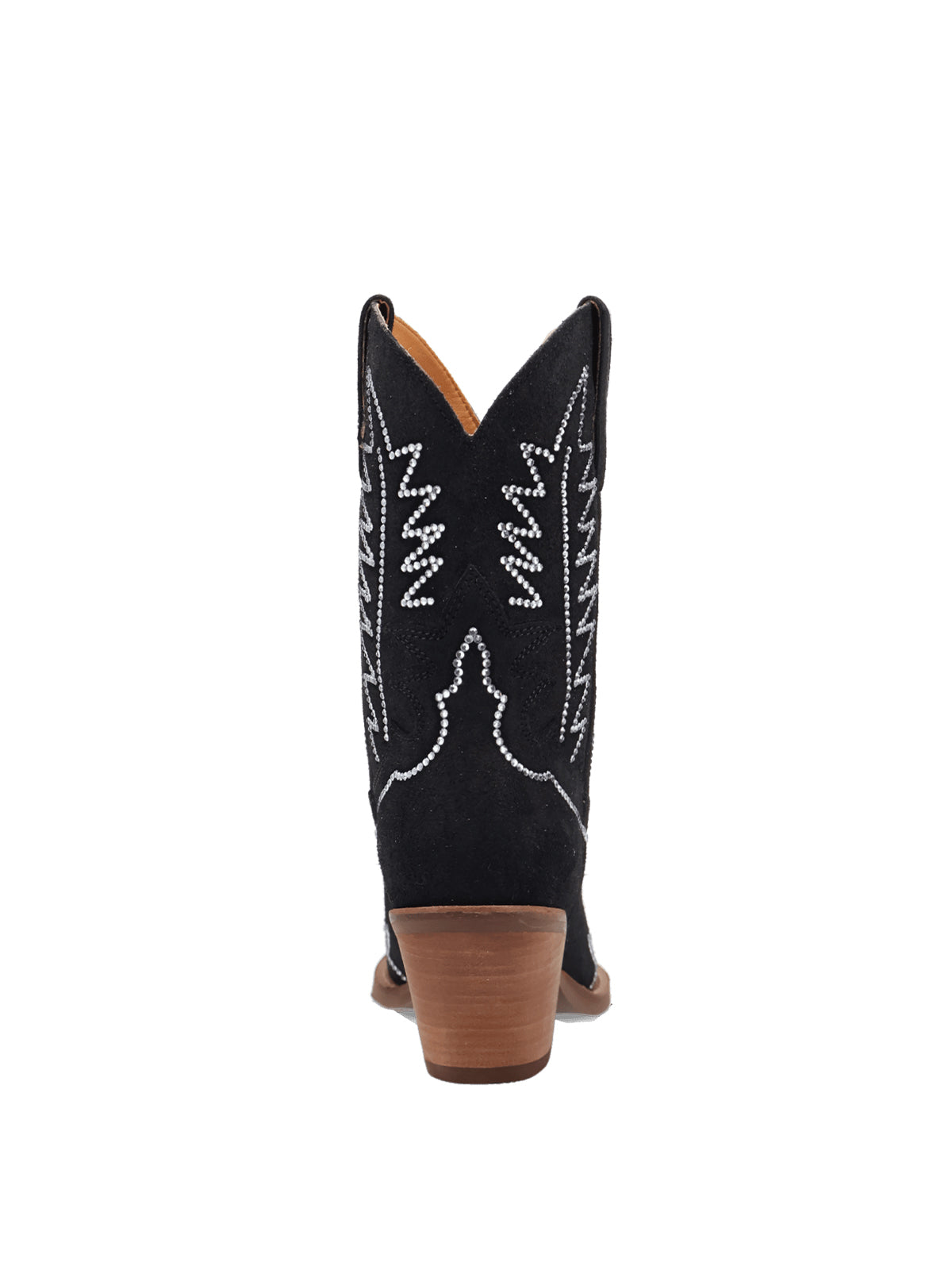 Black Faux Suede Snip-Toe Western Embroidery With Rhinestones Ankle Cowgirl Boots