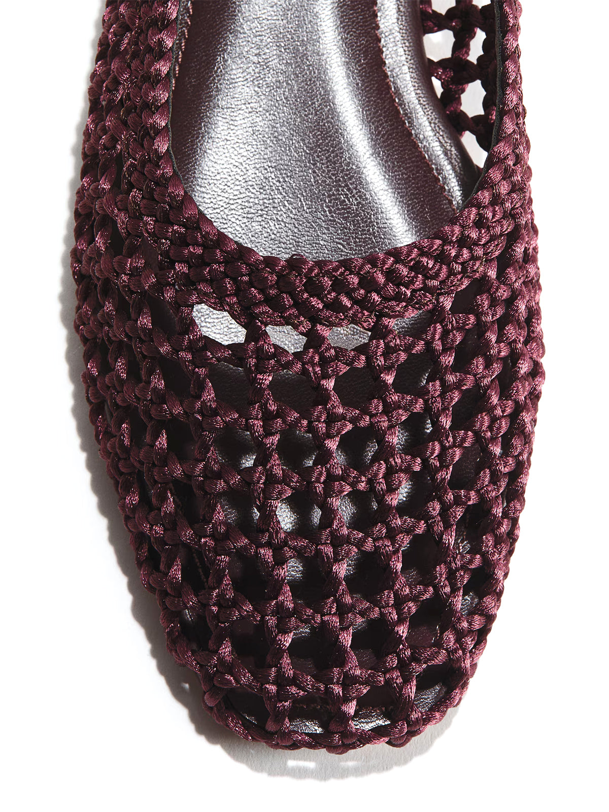 Dark Brown Satin Woven Square-Toe Simple Ballet Flats