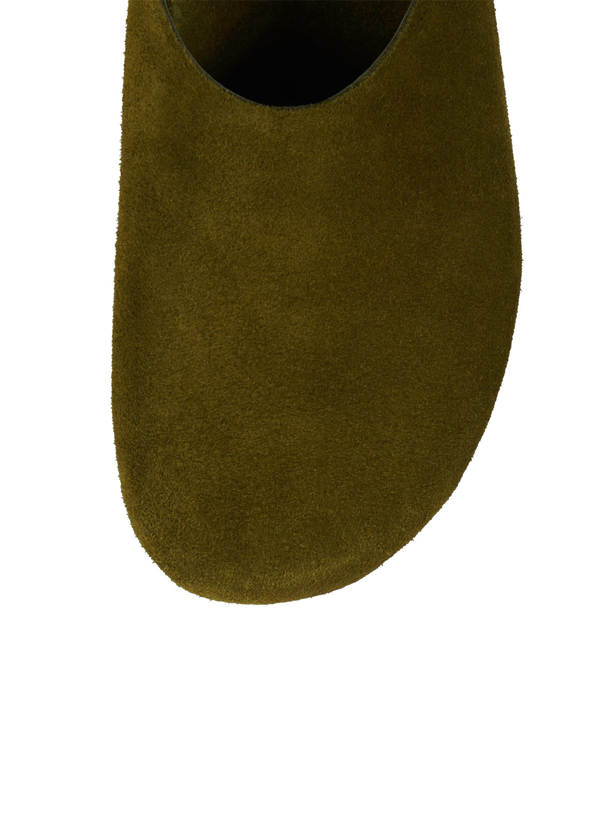 Olive Green Faux Suede Square-Toe Slip-On Simple Backless Flats