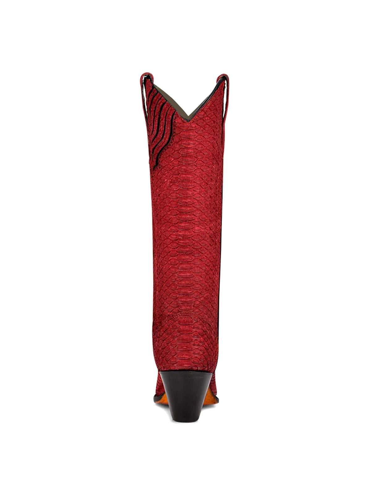 Red Snakeskin Pointed-Toe Half-Zip Simple Knee High Cowgirl Boots