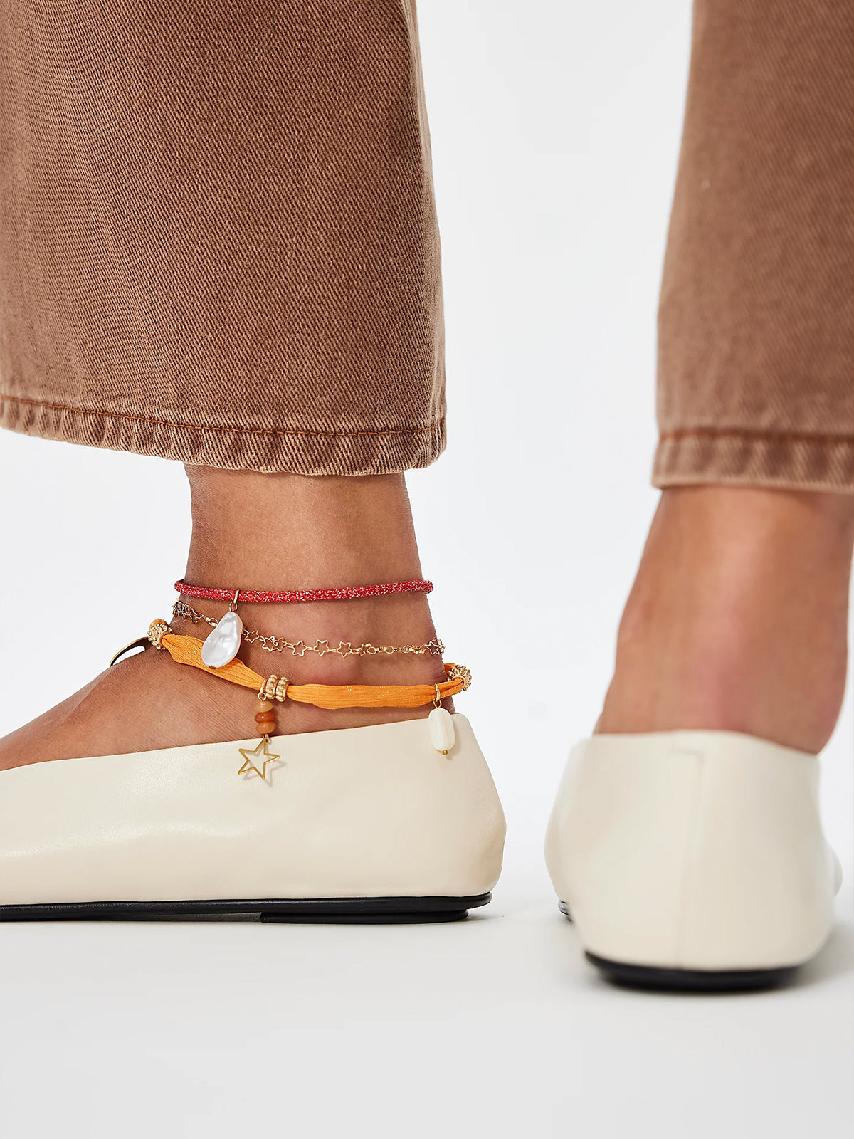 Classic Square-Toe Slip-On Flats - Ivory