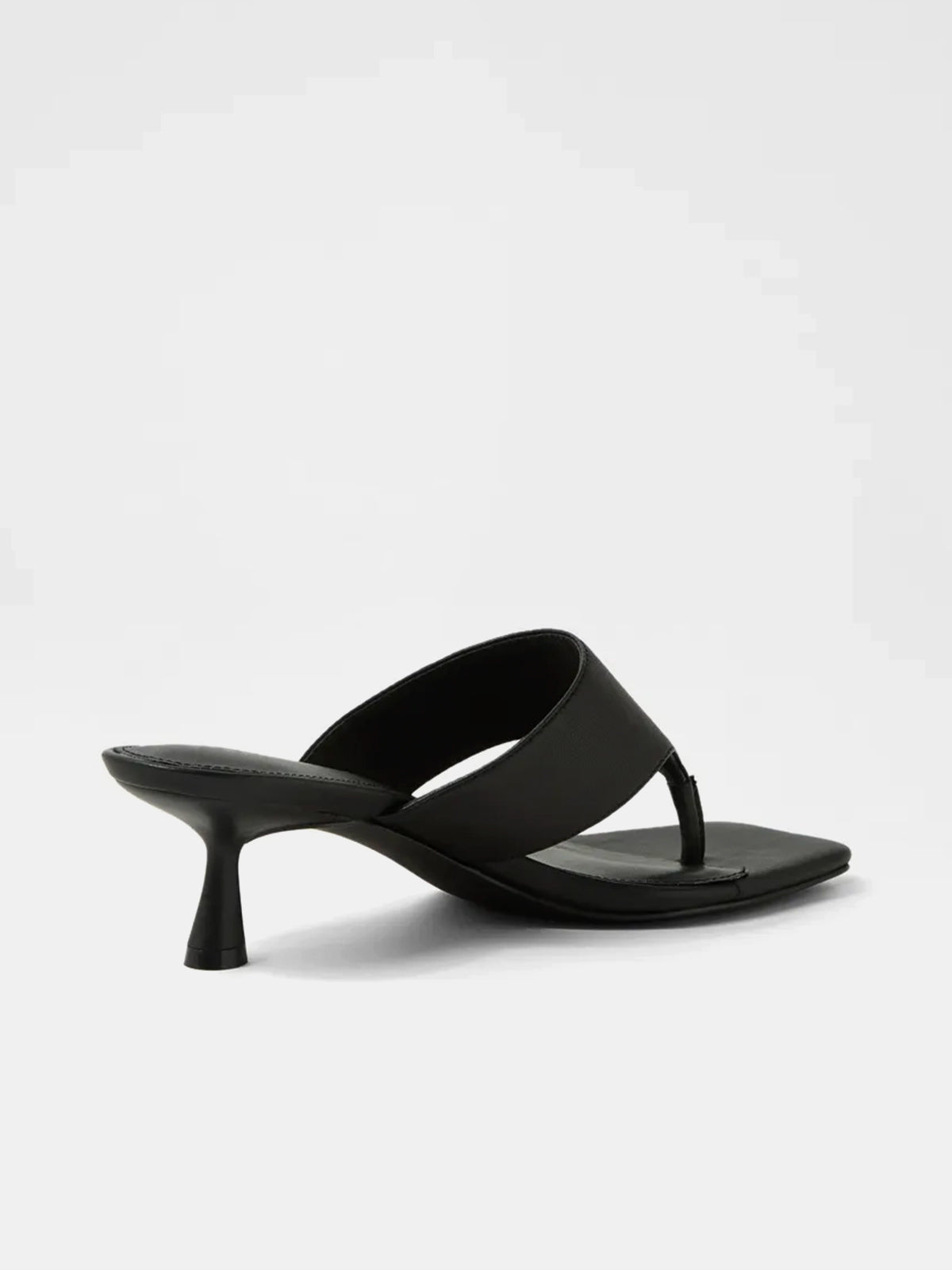 Square-Toe Slip-On Kitten Heel Sandals - Black