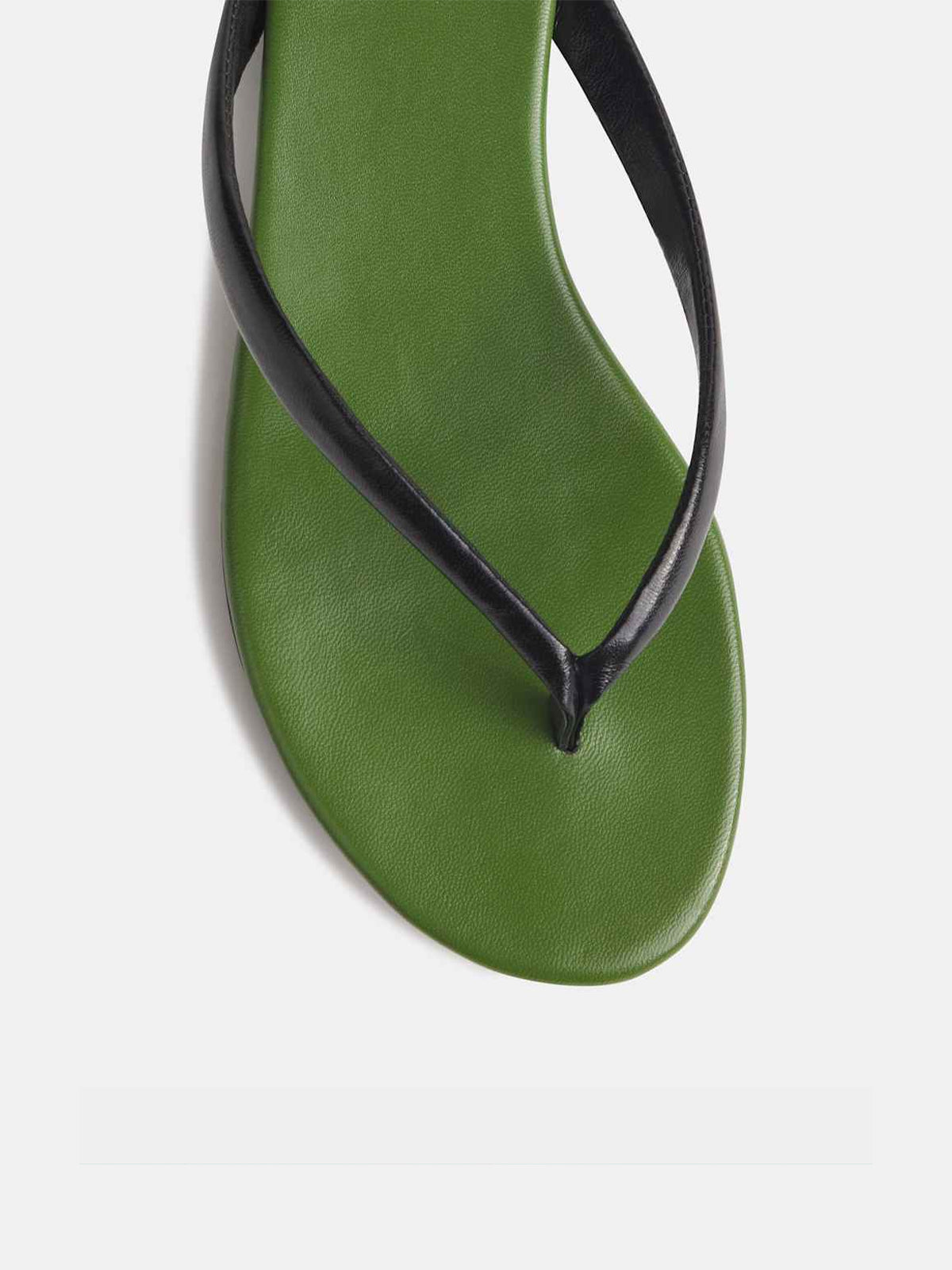 Green Round-Toe Flip-Flop Simple Sandals Flats