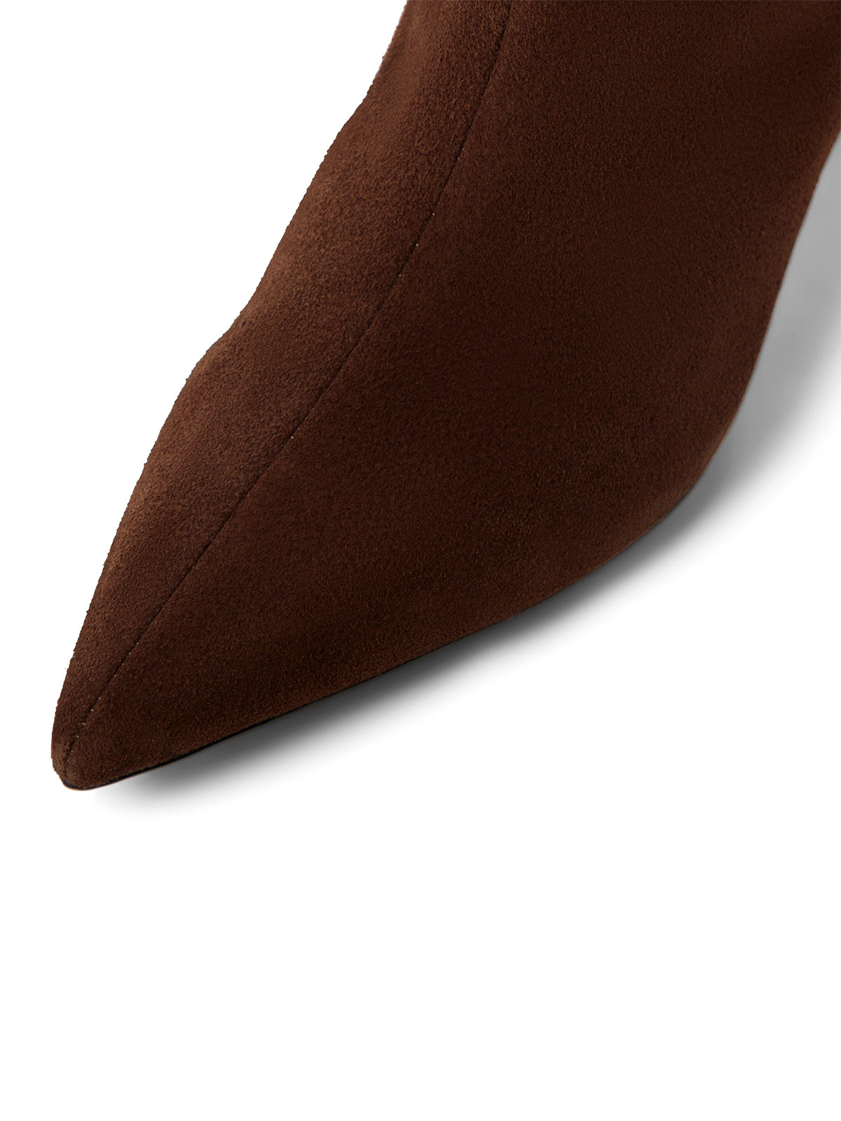 Dark Brown Faux Suede Pointed-Toe Wide Calf Knee High Stiletto Boots