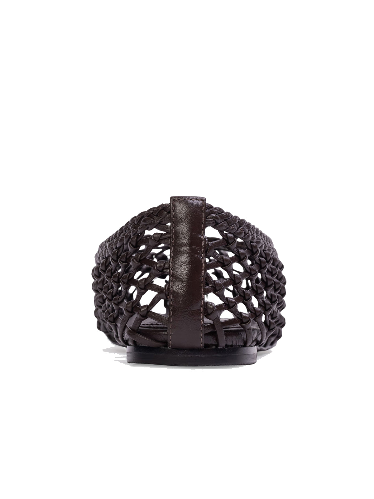 Black Woven Vegan Leather Square-Toe Simple Classic Flats