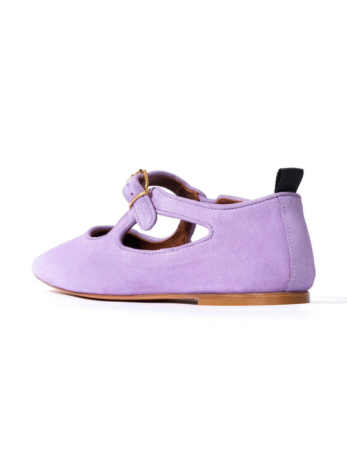 Square-Toe Buckle Strap Chic Flats - Blue Faux Suede