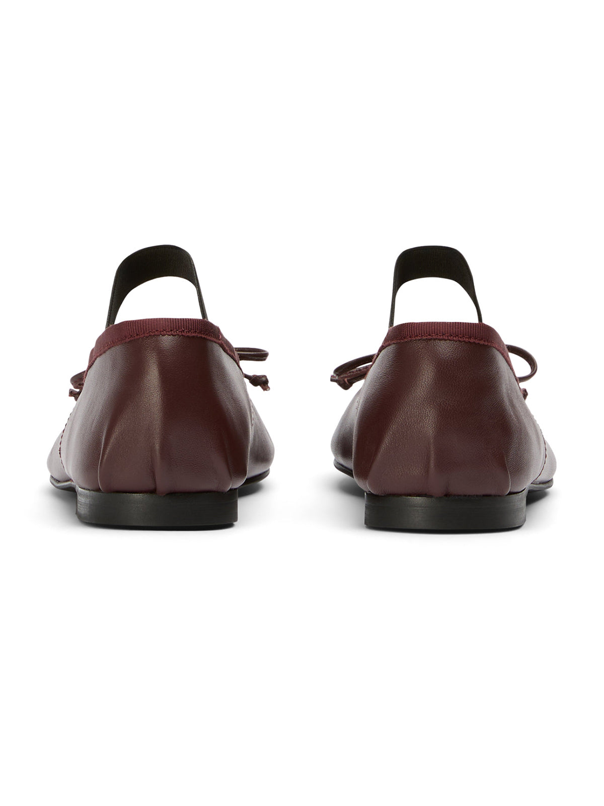 Burgundy Round-Toe Front Bow Mary Jane Stylish Ballet Flats