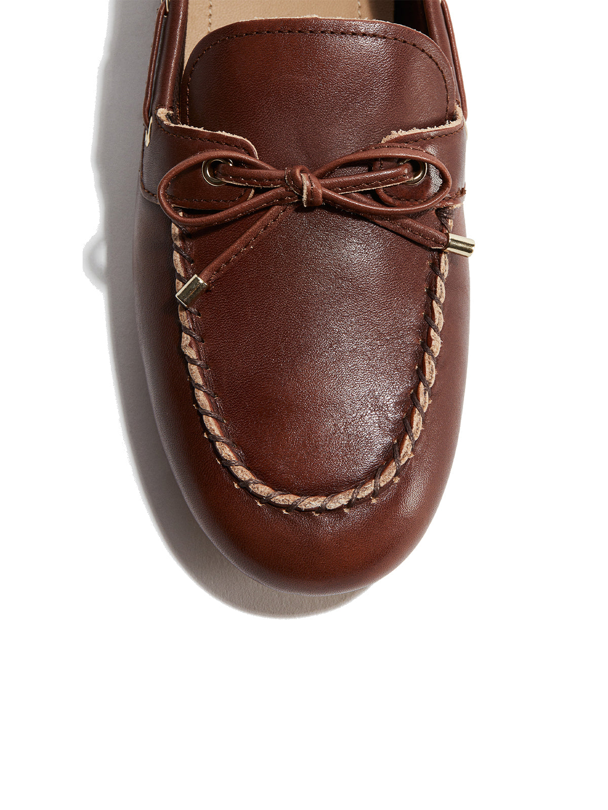 Coffee Round-Toe Front Chic Bow Slip-On Flats