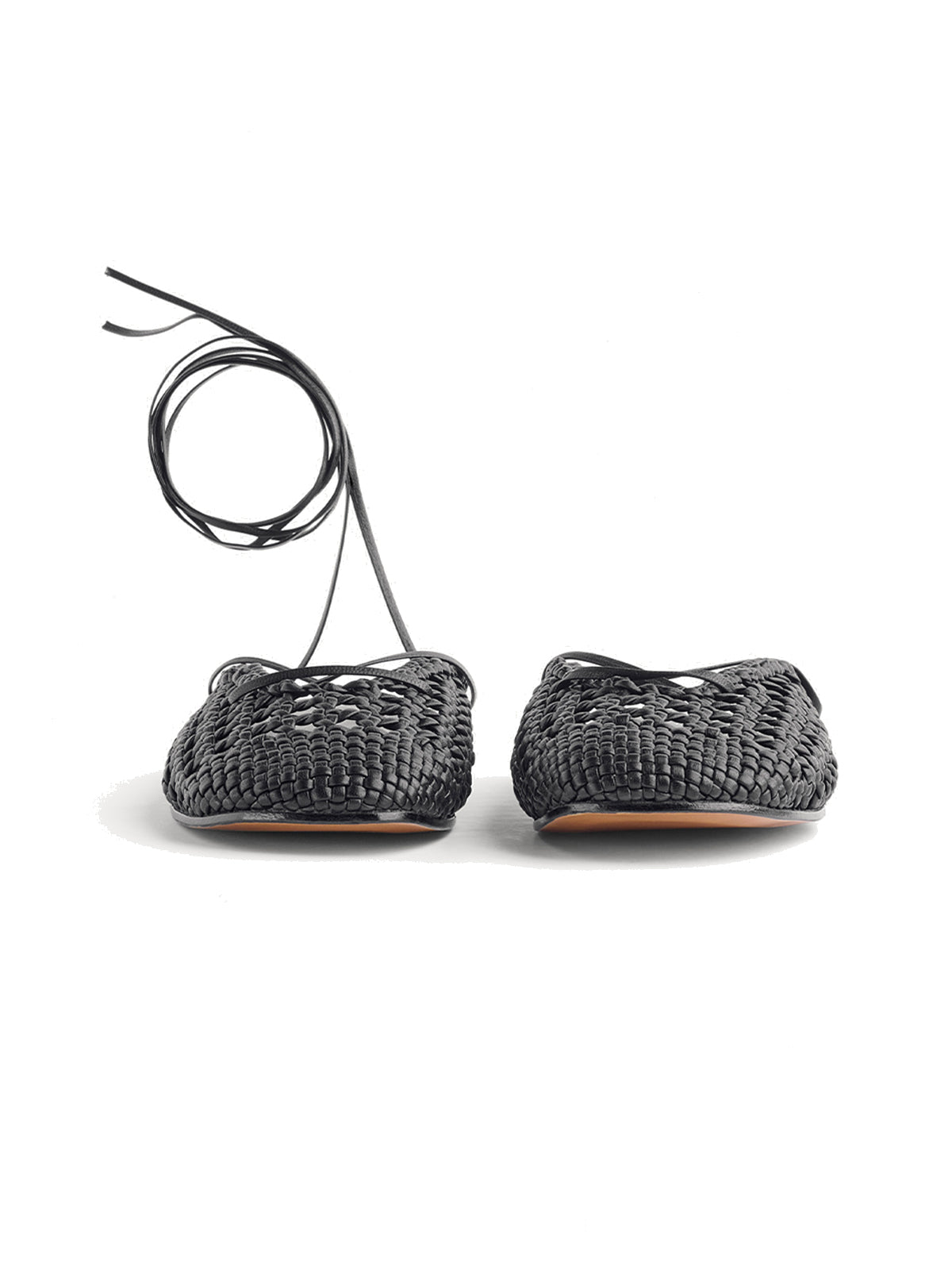 Black Woven Vegan Leather Round-Toe Backless Flats Sandals