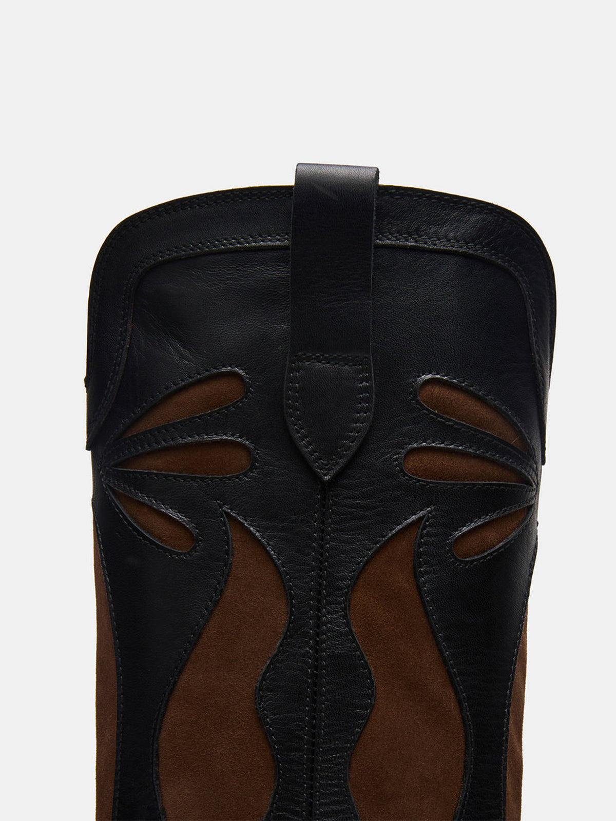 Black Pointed-Toe Inlays Knee High Tall Wide Calf Cowgirl Boots