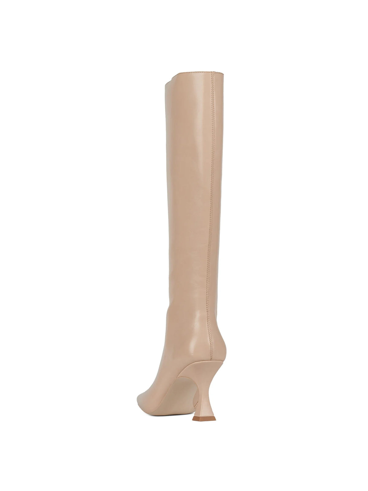 Beige Square-Toe Wide Calf Simple Knee High Stiletto Boots
