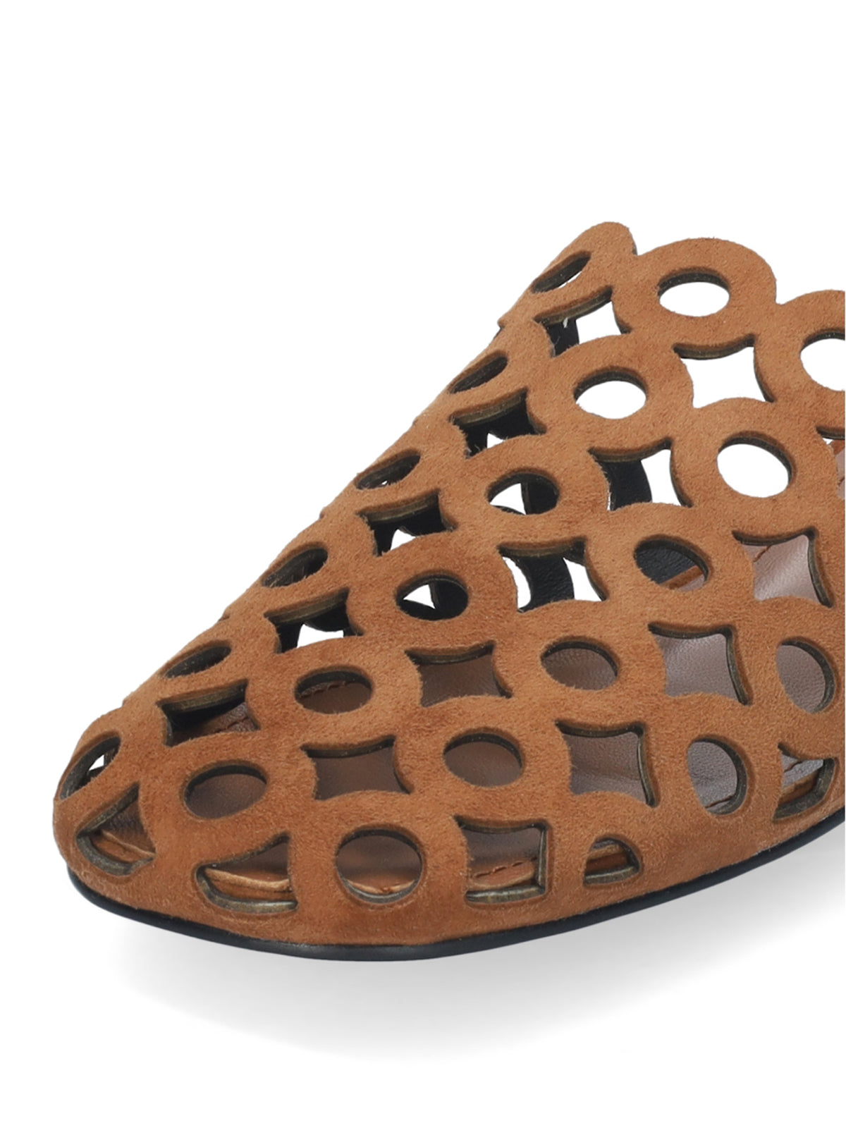 Tawny Square-Toe Chic Backless Perforated Loafers Flats