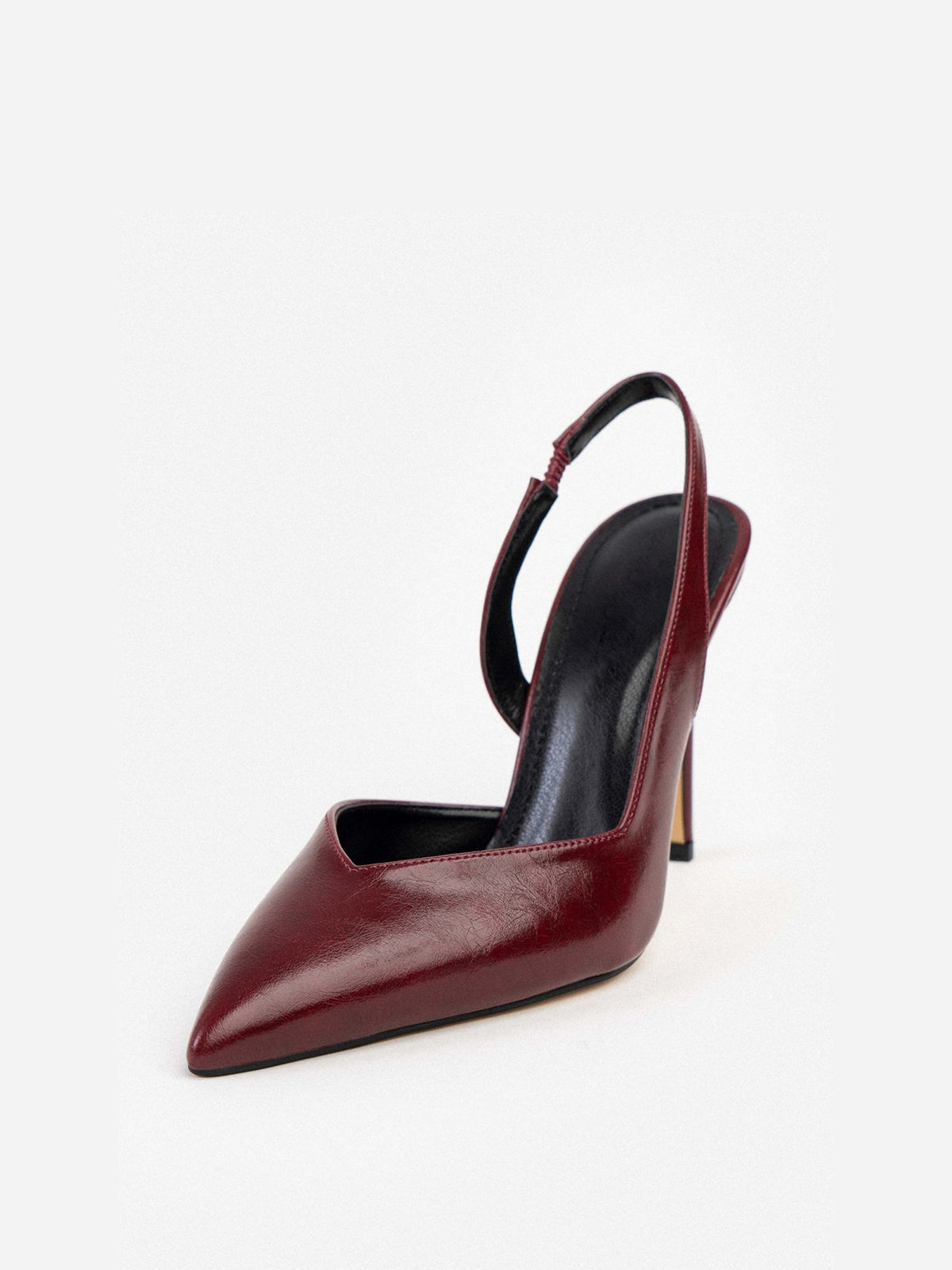 Burgundy Pointed-Toe Concise Slingback High Heels