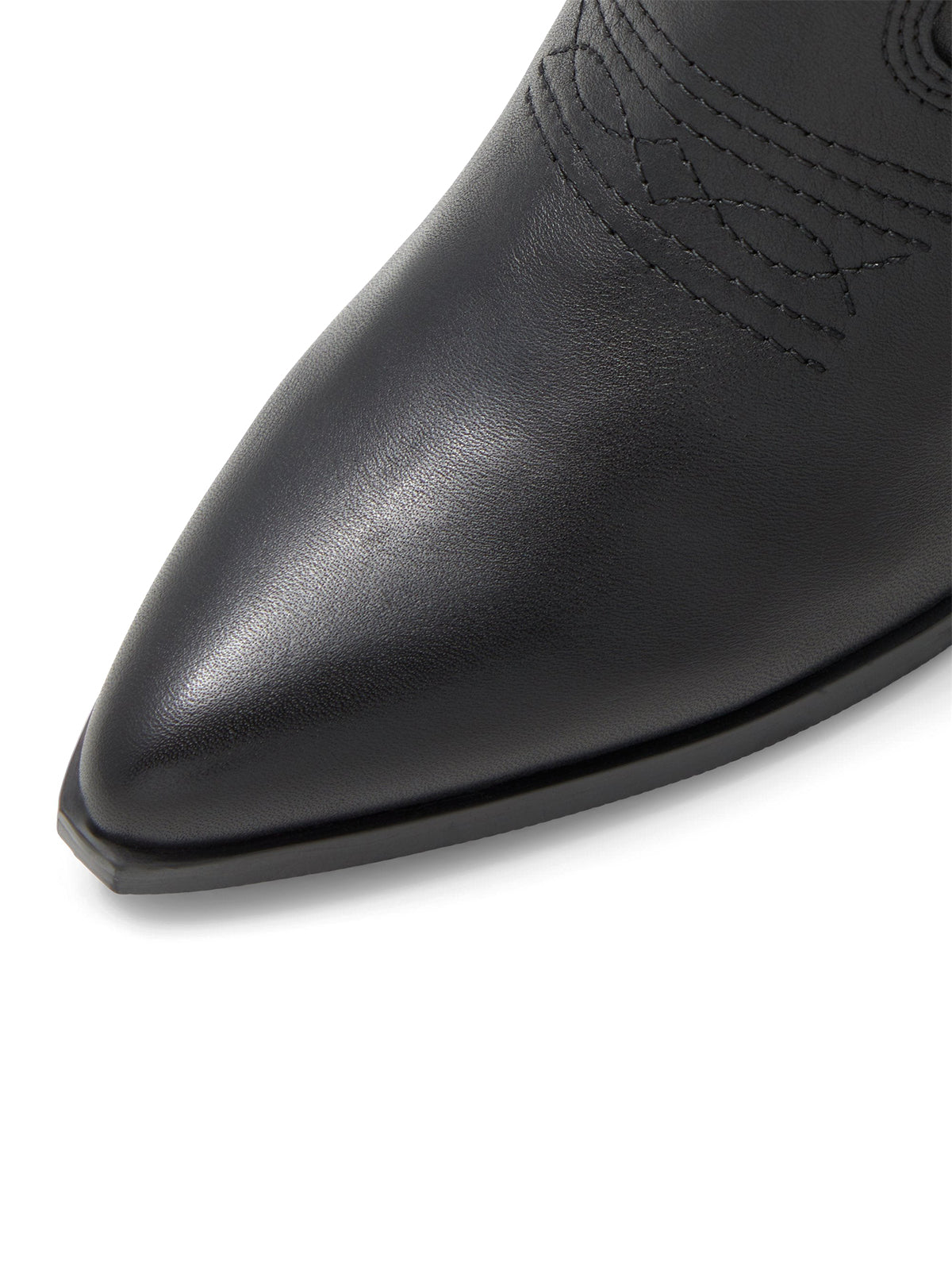 Black Pointed-Toe Embroidery Classic Half-Zip Knee High Cowgirl Boots