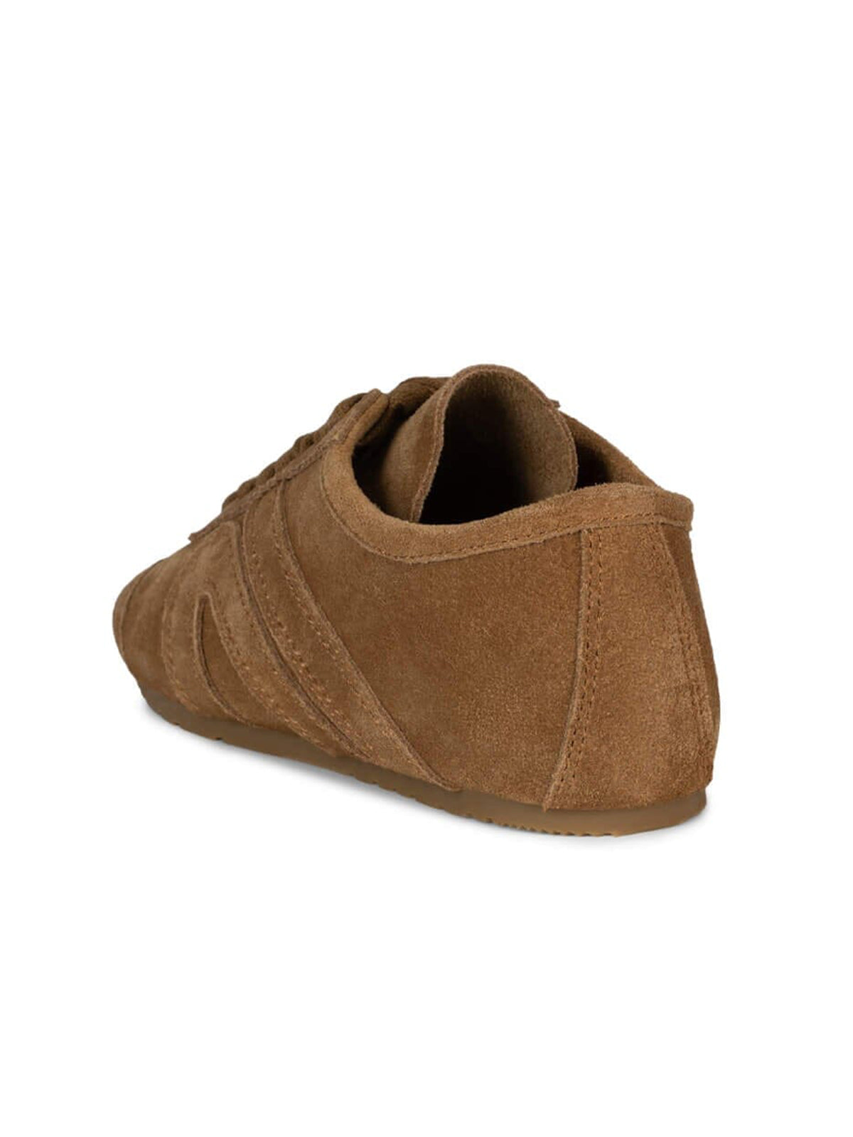 Camel Faux Suede Round-Toe Lace-Up Classic Sneakers Flats