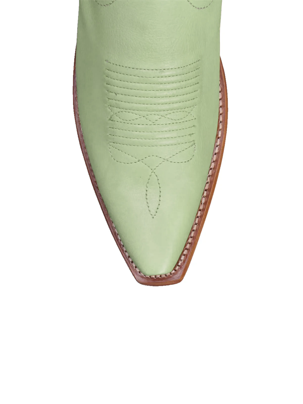 Grass Green Snip-Toe Embroidery Wide Calf Knee High Cowgirl Boots