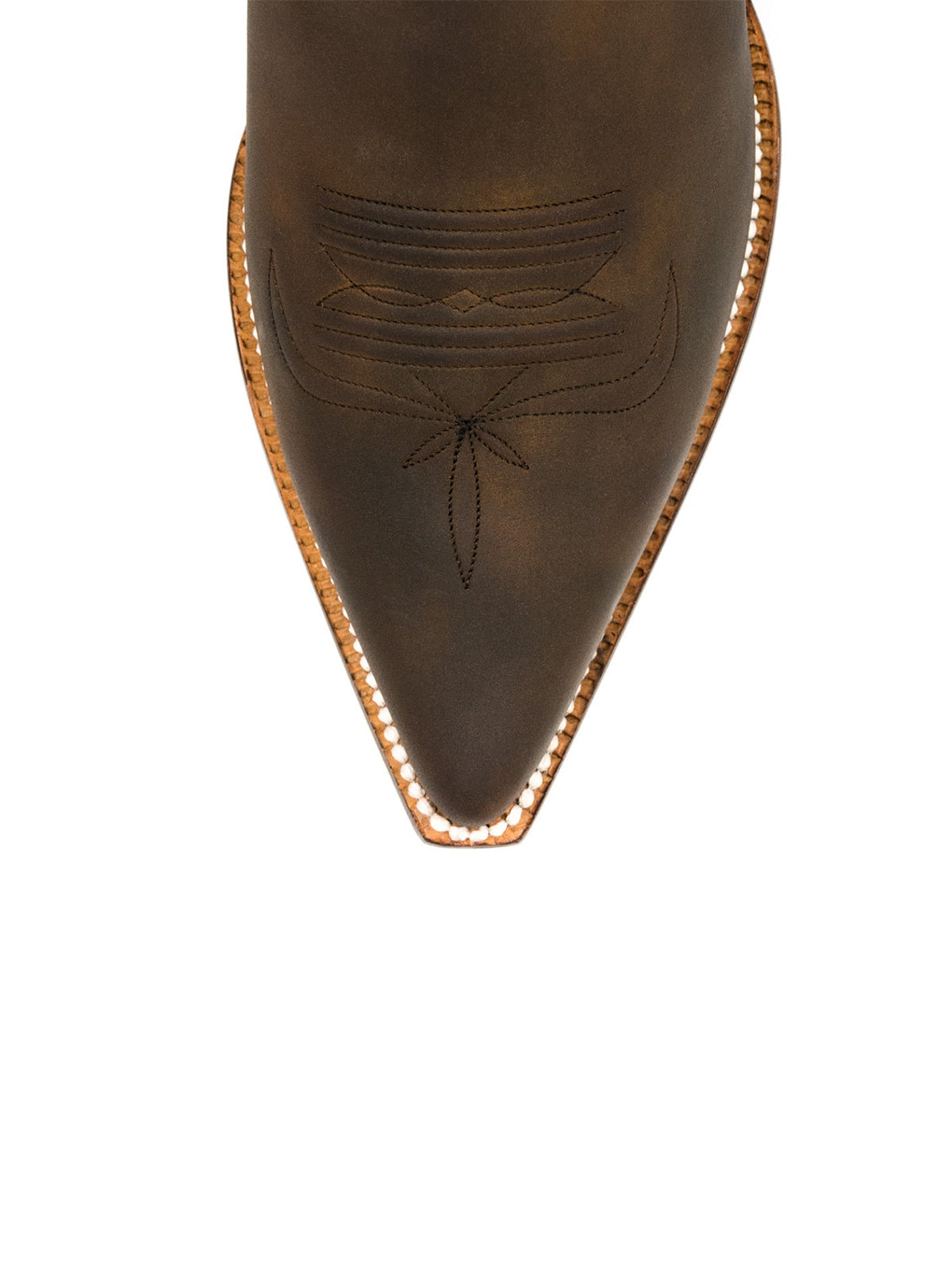 Brown Snip-Toe Classic Eagle Embroidery Mid Calf Cowgirl Boots