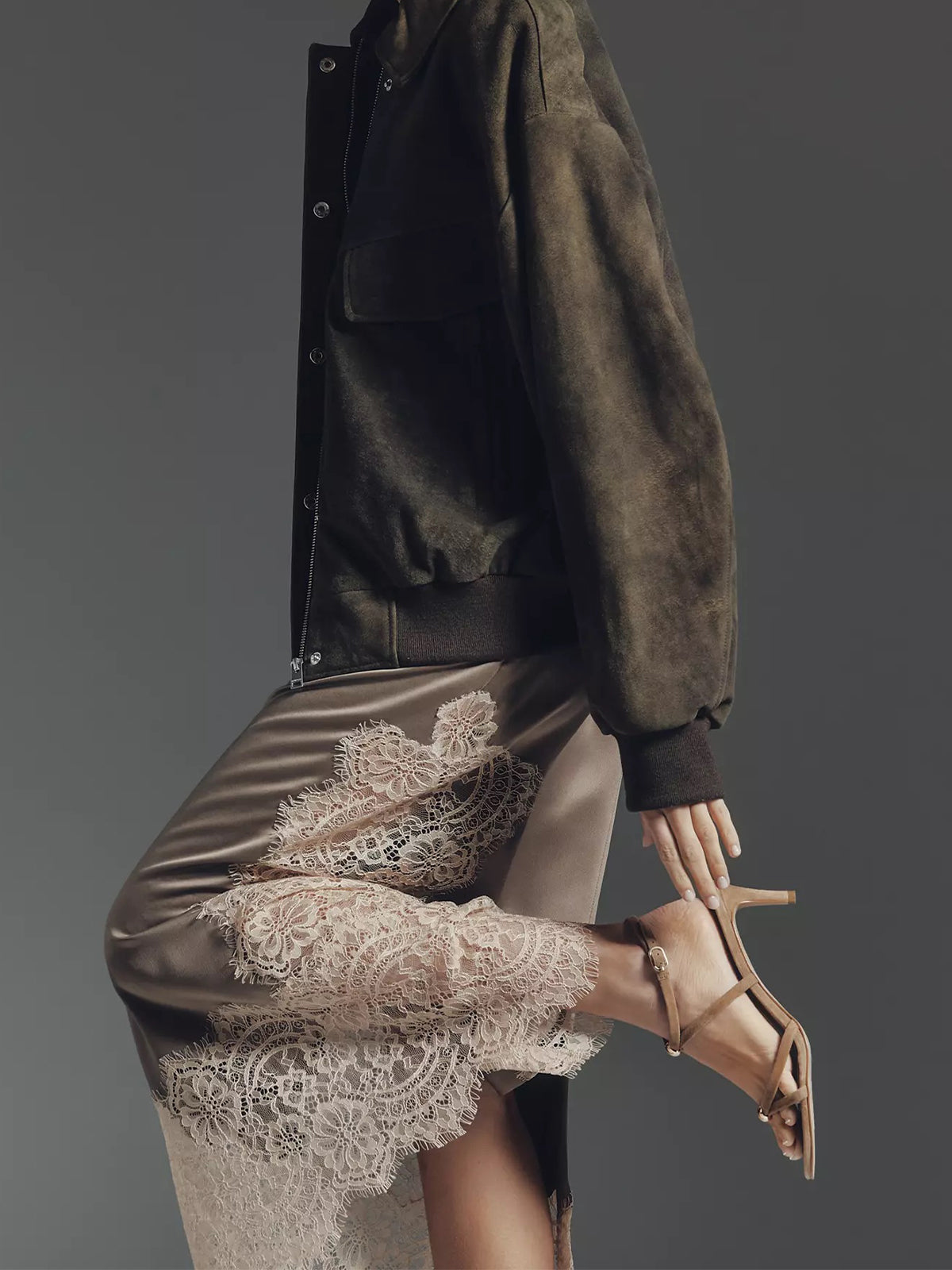 Tan Faux Suede Round-Toe Strappy And Ankle Strap Kitten Heels