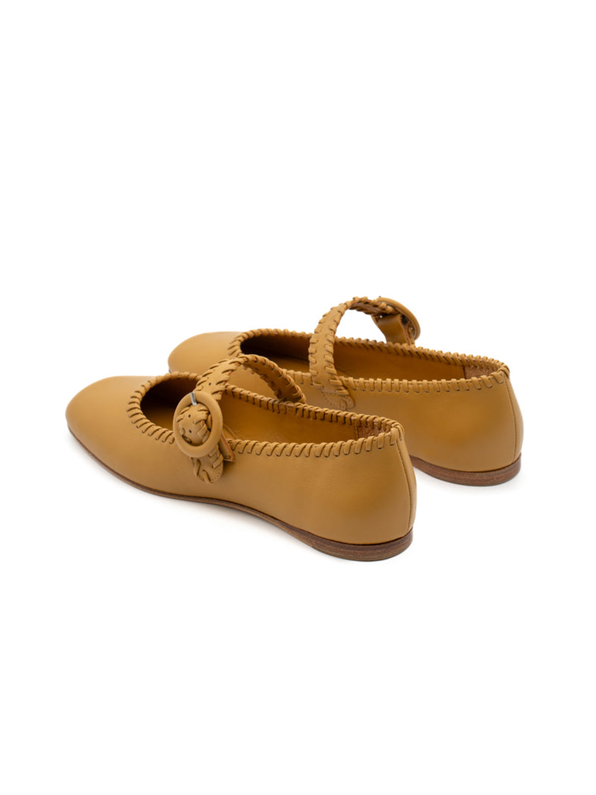 Ochre Square-Toe Chic Buckle Mary Jane Classic Flats