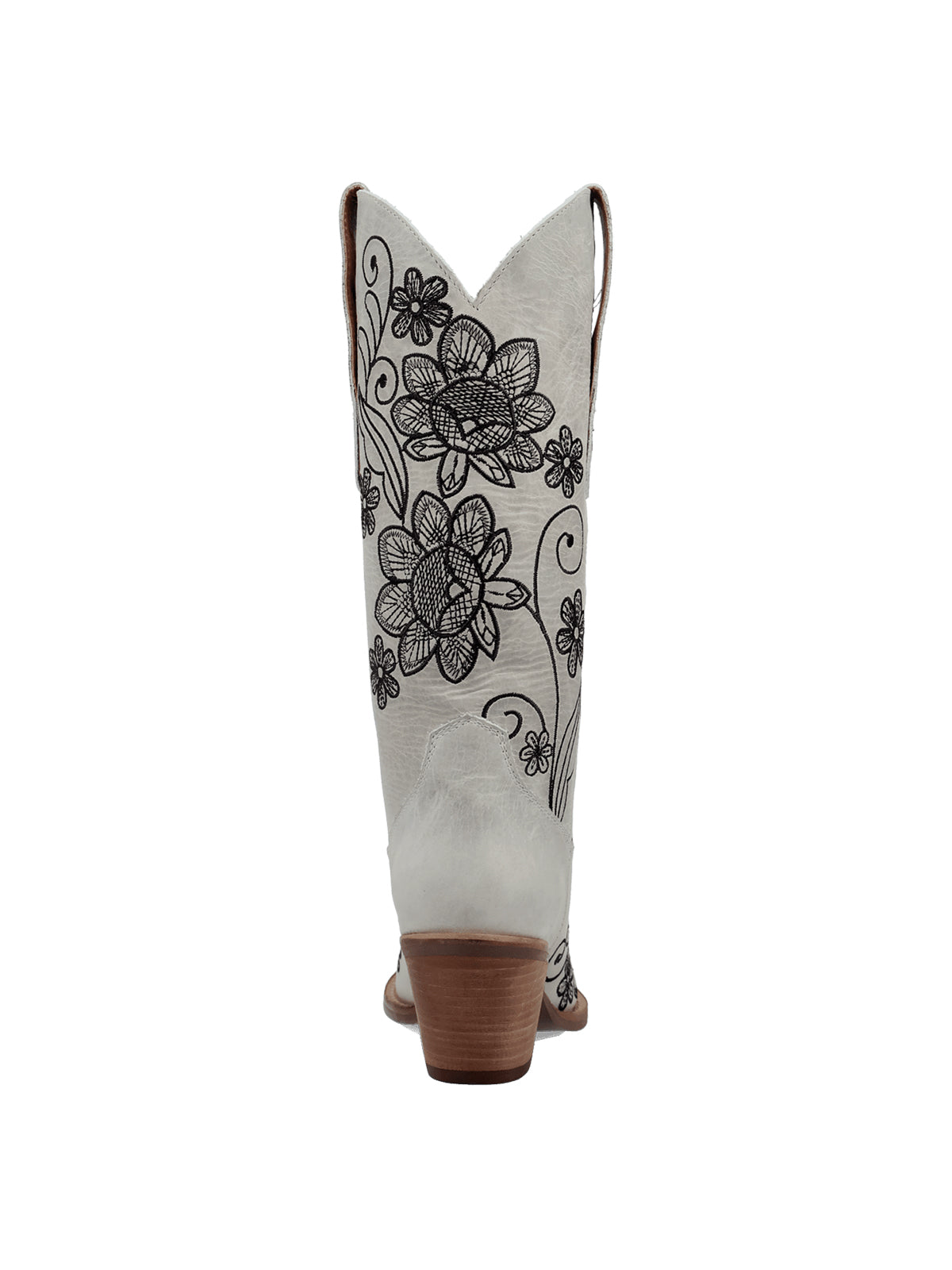 Ivory Snip-Toe Flourishing Flowers Embroidery Mid Calf Cowgirl Boots