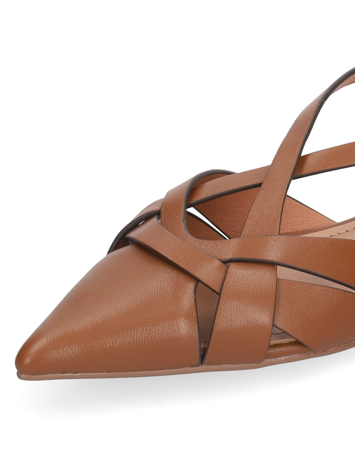 Tawny Pointed-Toe Crossed Back Strap Chic Flats