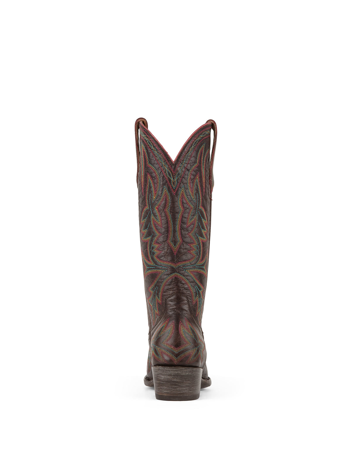 Western Embroidery Snip-Toe Classic Mid Calf Cowgirl Boots – Dark Brown