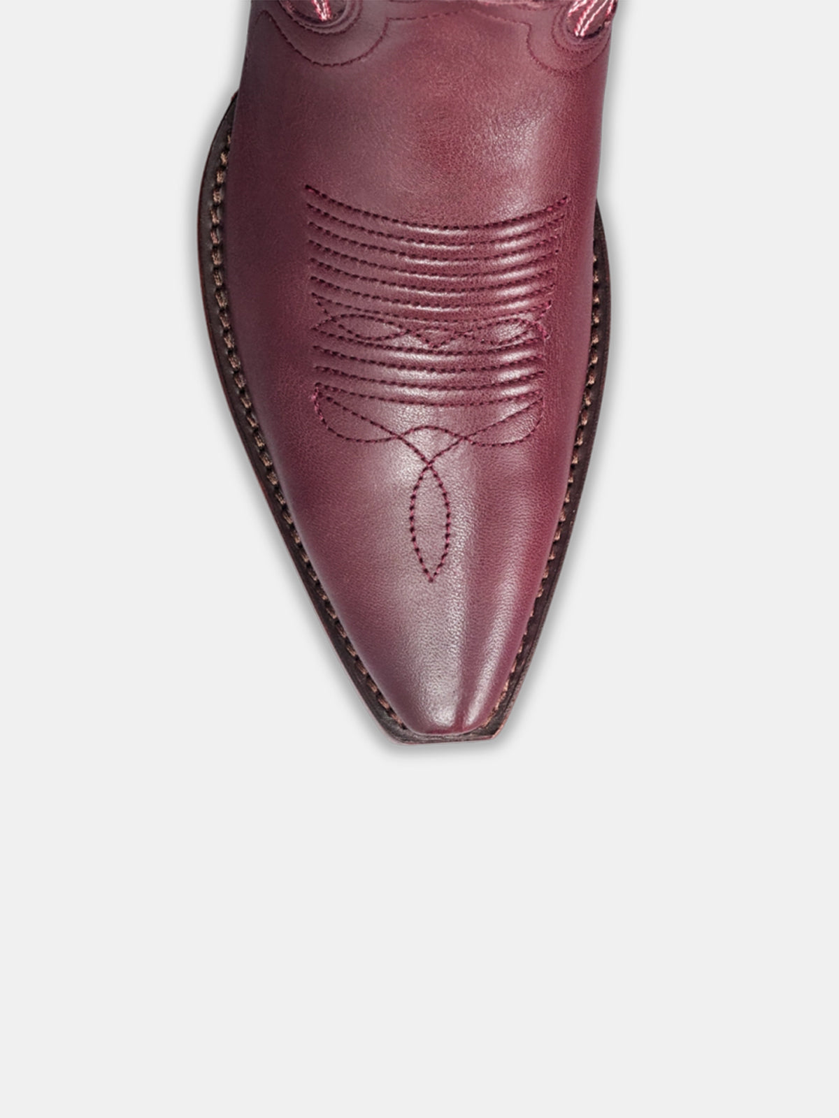 Wine Red Snip-Toe Embroidery Ankle Booties