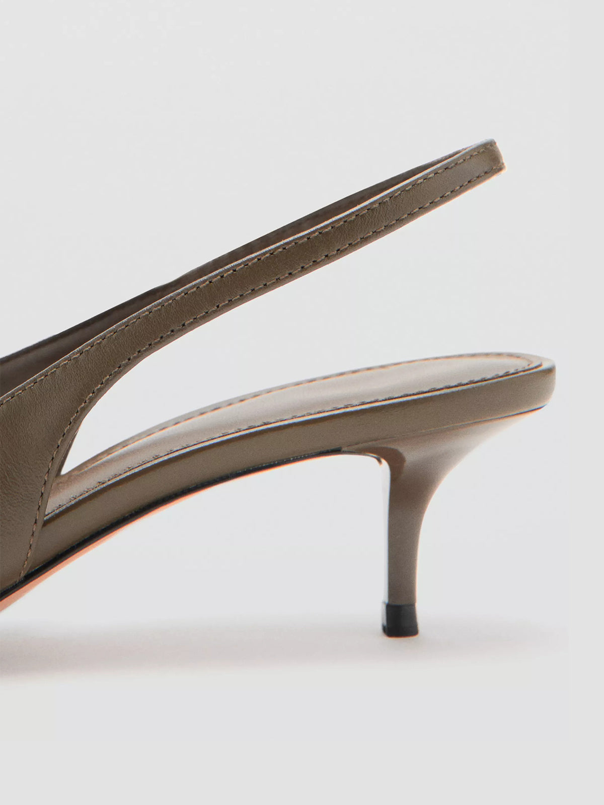 Khaki Pointed-Toe Chic Back Strap Classic Kitten Heels