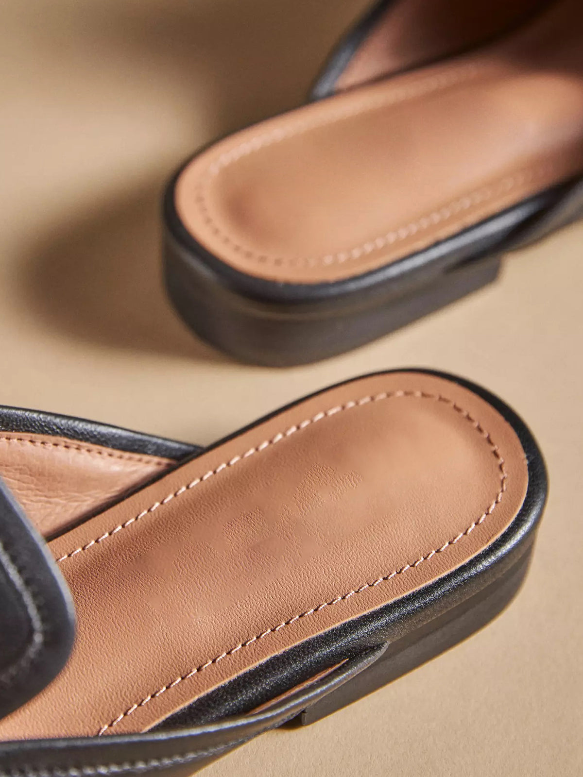 Black Square-Toe Slip-On Front Metal Detail Flats Loafers