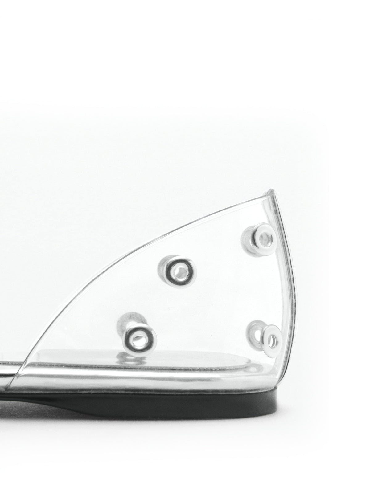 Transparent Film TPU Square-Toe Bridge Strap Flats With Eyelets