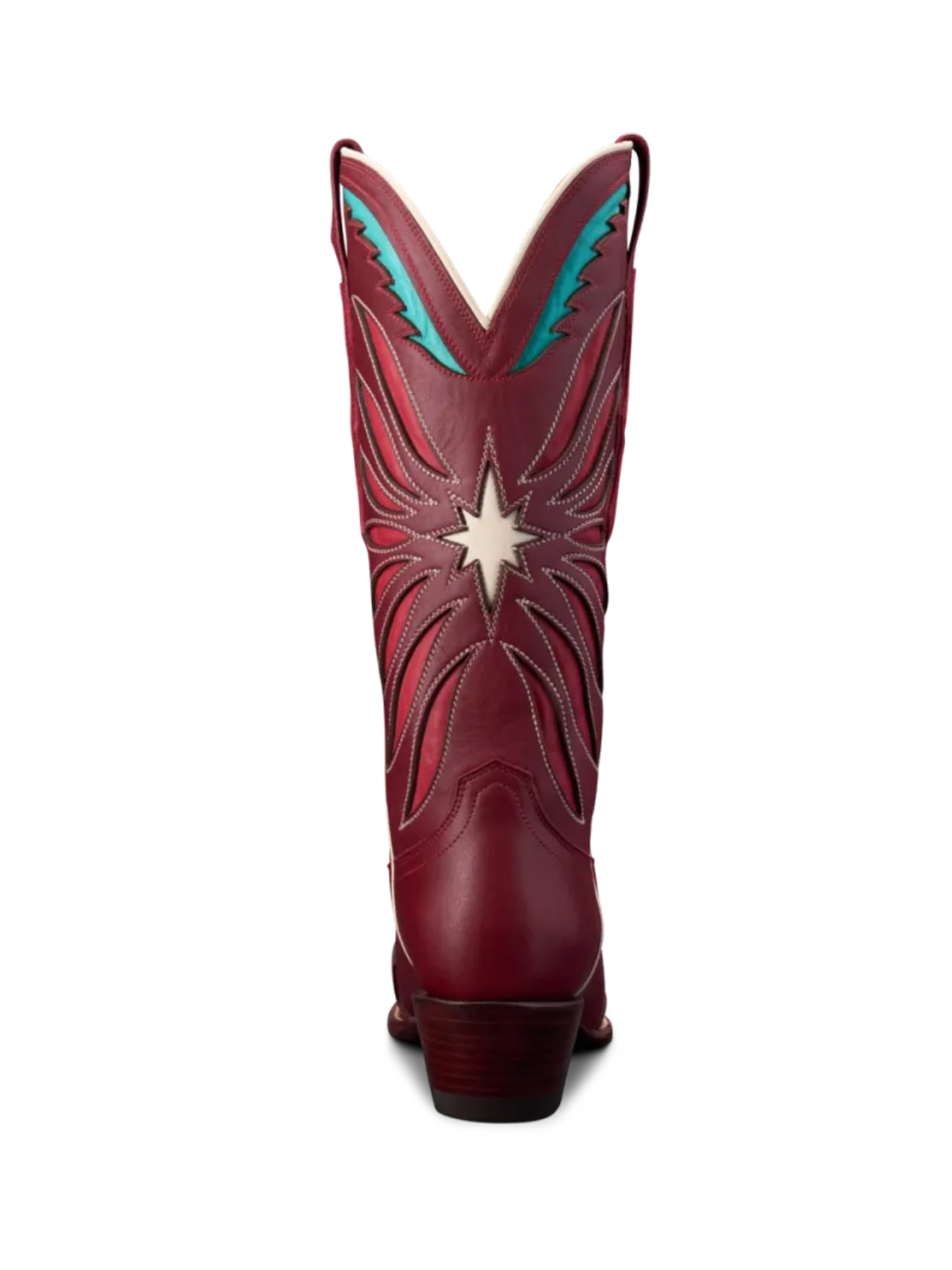 Scarlet Red Inlay Applique Snip-Toe Embroidery Wide Mid Calf Western Boots