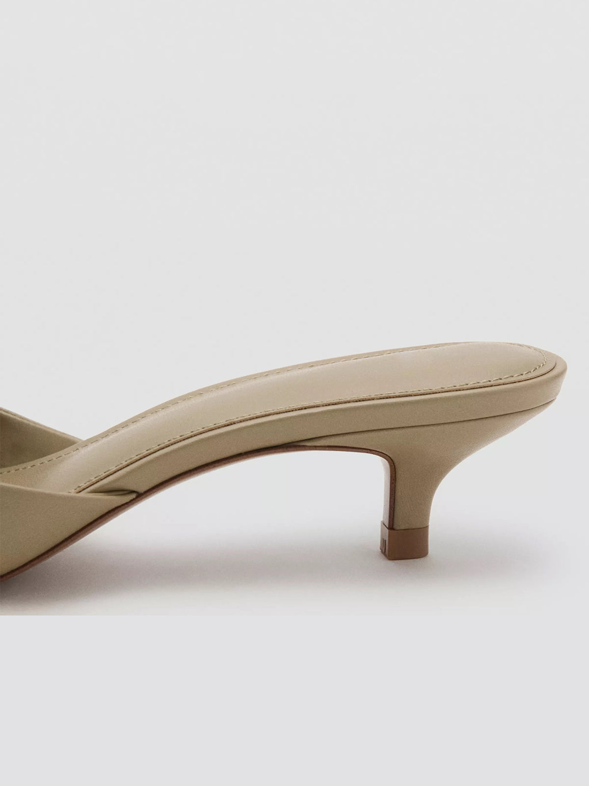 Ecru Pointed-Toe Front Big Bow Slip-On Chic Kitten Heels