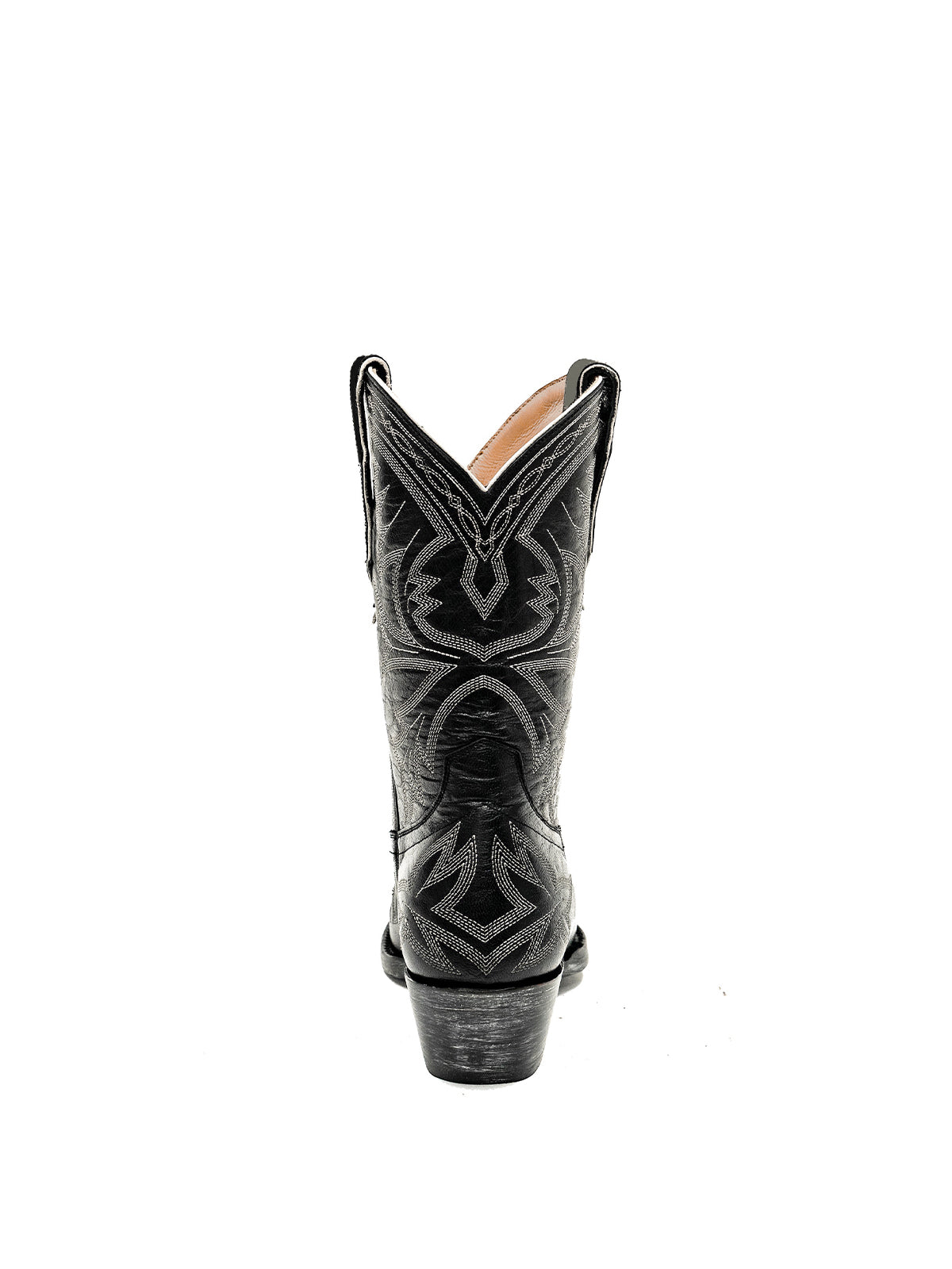 Western Embroidery Snip-Toe Classic Ankle Cowgirl Boots – Ebony