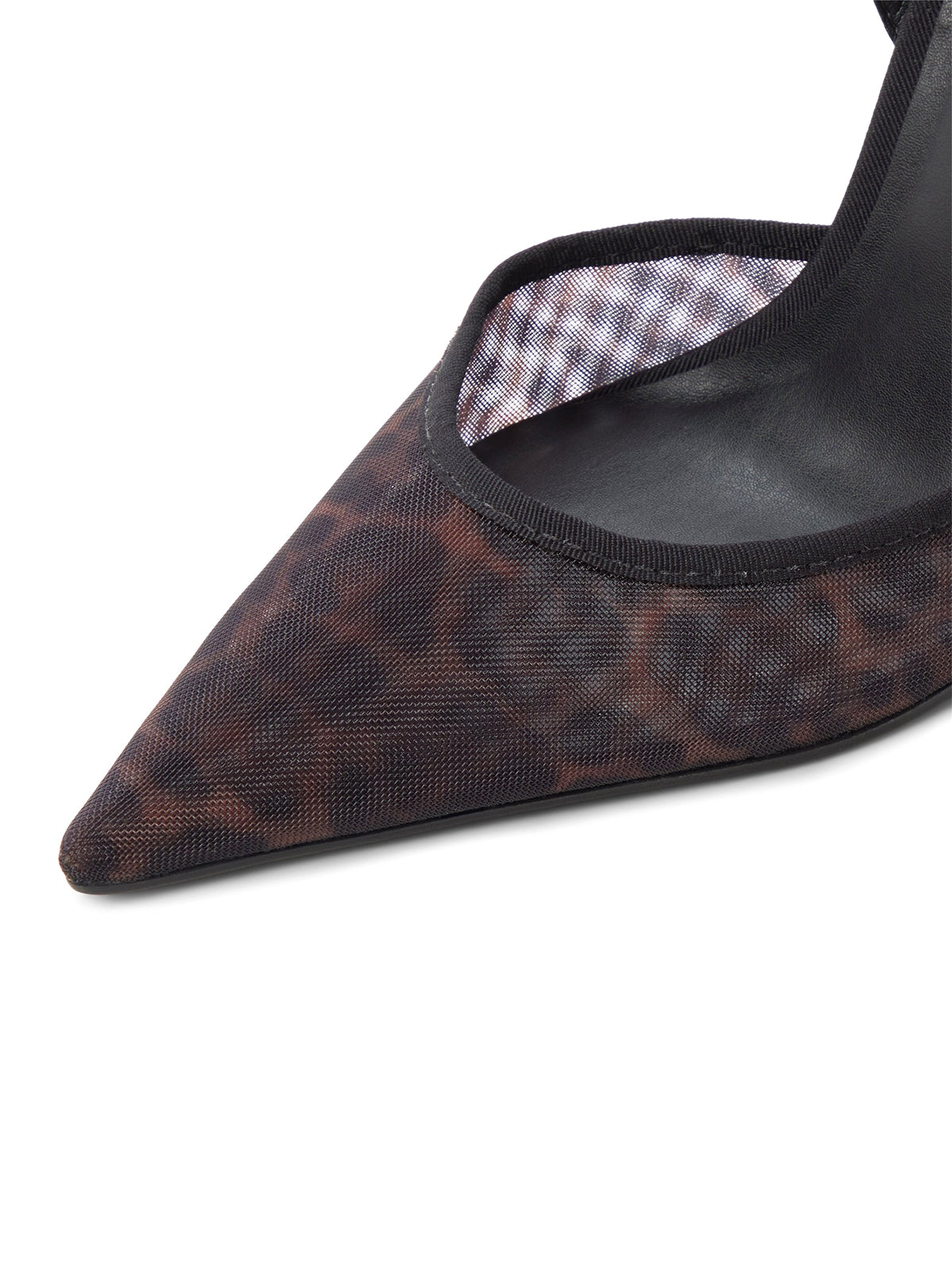 Leopard Mesh Pointed-Toe Slip-On Slingback High Heels