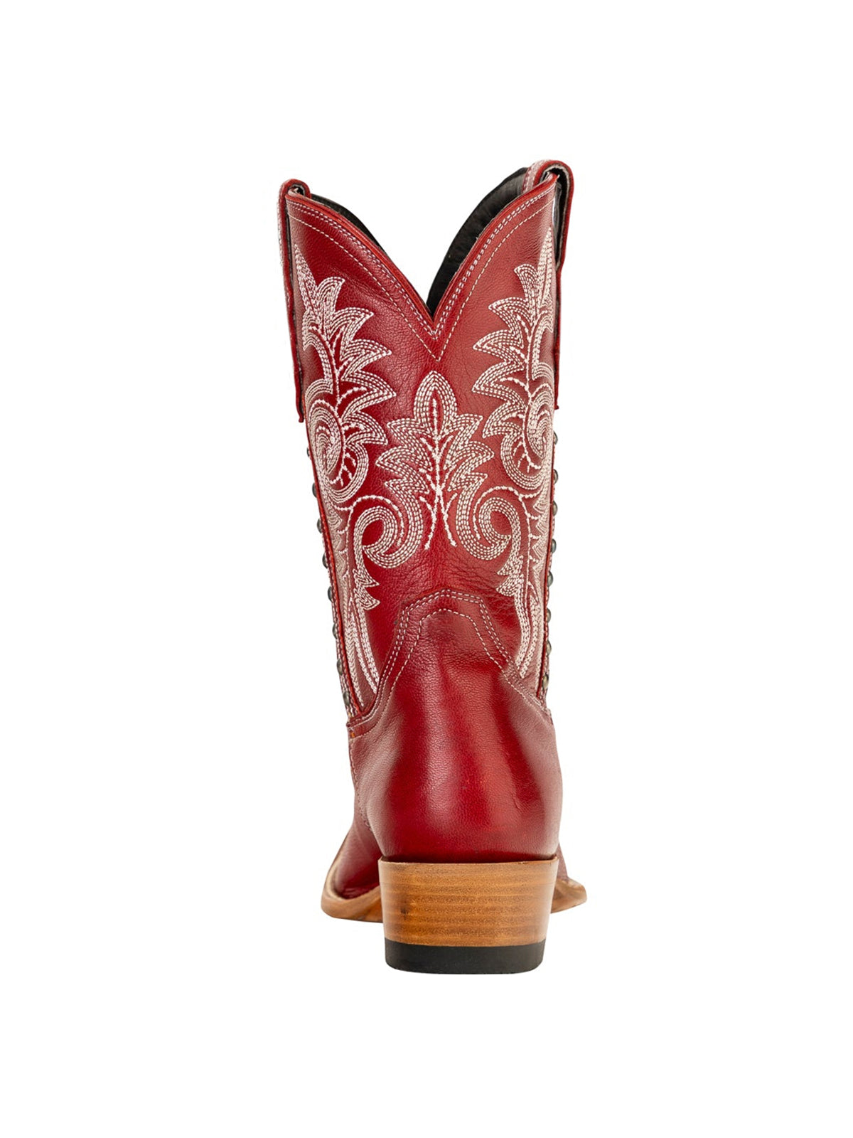 Snip-Toe Chic Embroidery And Side Studs Ankle Cowgirl Boots - Red