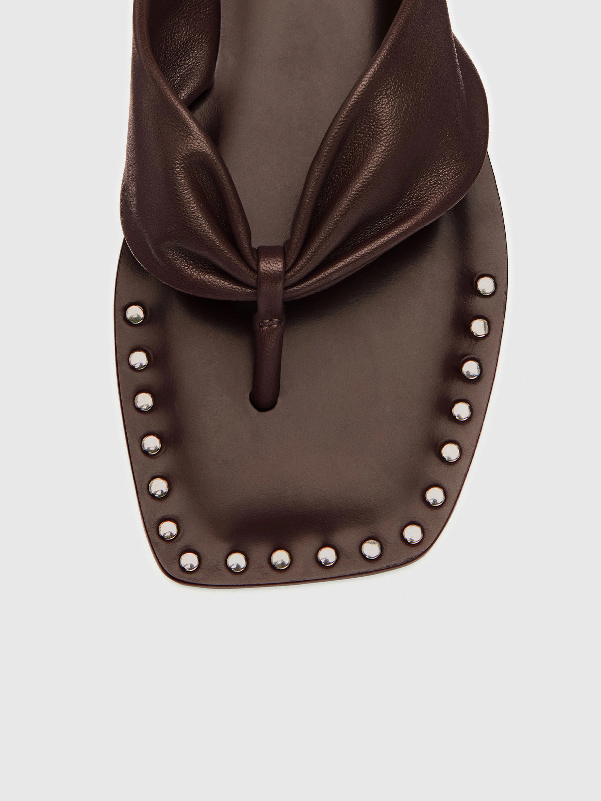 Coffee Square-Toe Front Studs Flip-Flops Simple Backless Flats