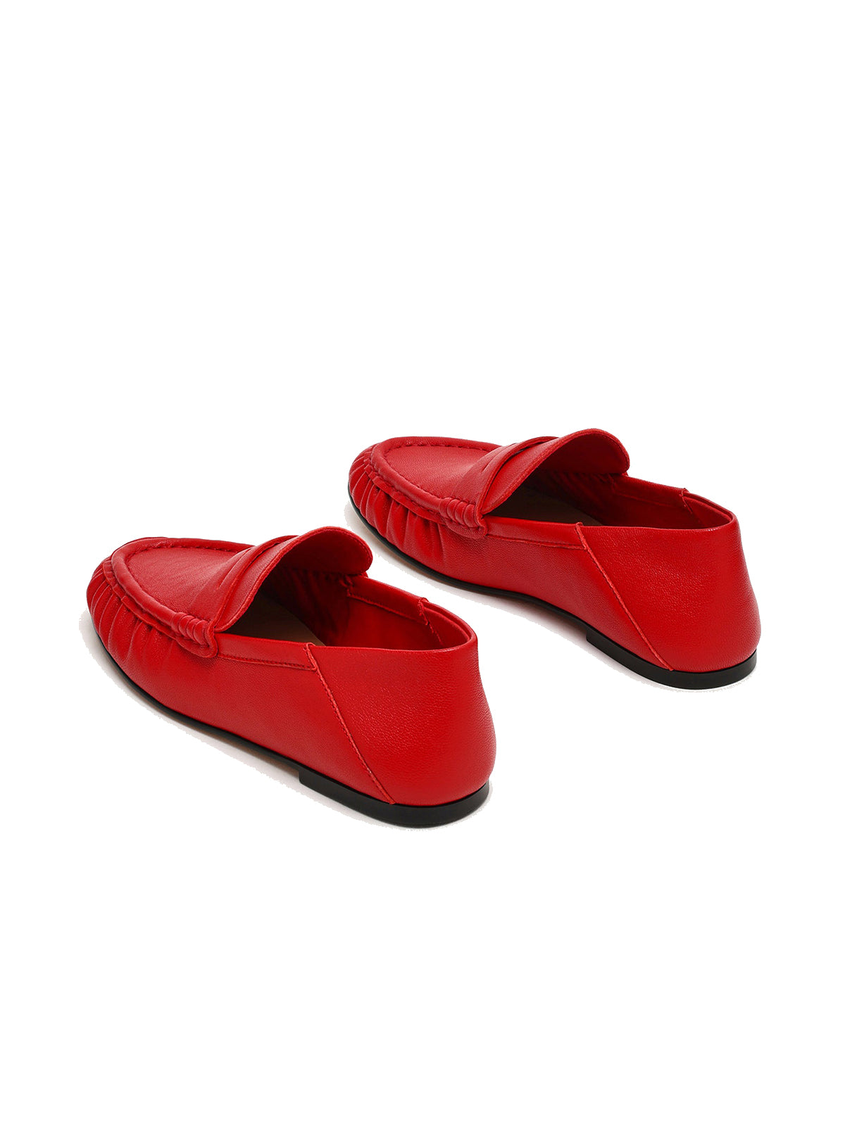 Red Round-Toe Stylish Slip-On Loafers Flats