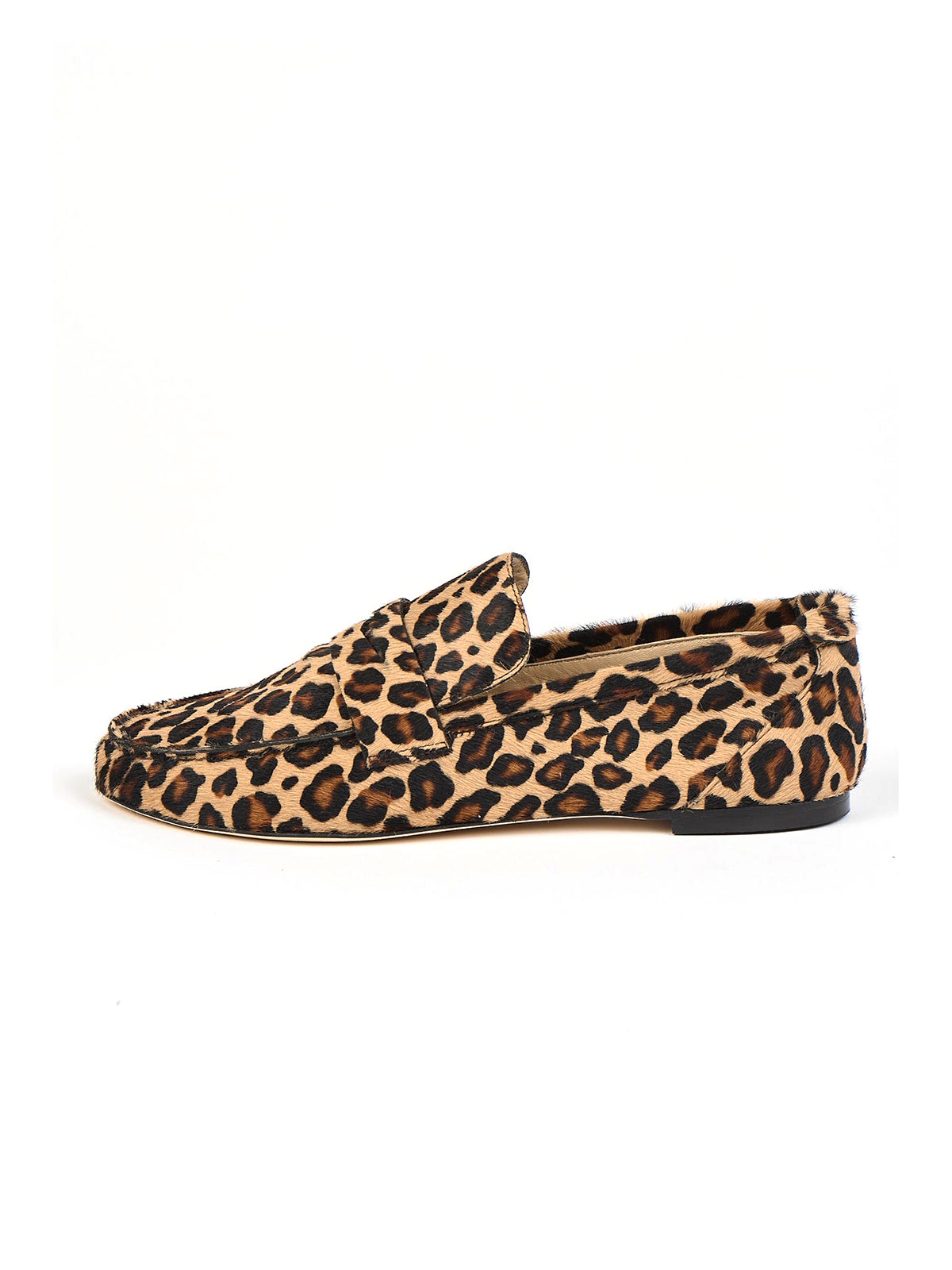 Leopard Pony Hair Vegan Leather Round-Toe Slip-On Chic Flats