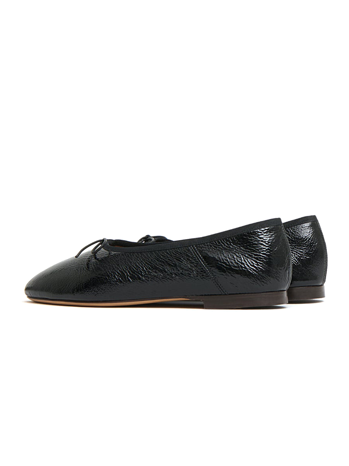Patent Black Round-Toe Front Chic Bow Slip-On Ballet Flats