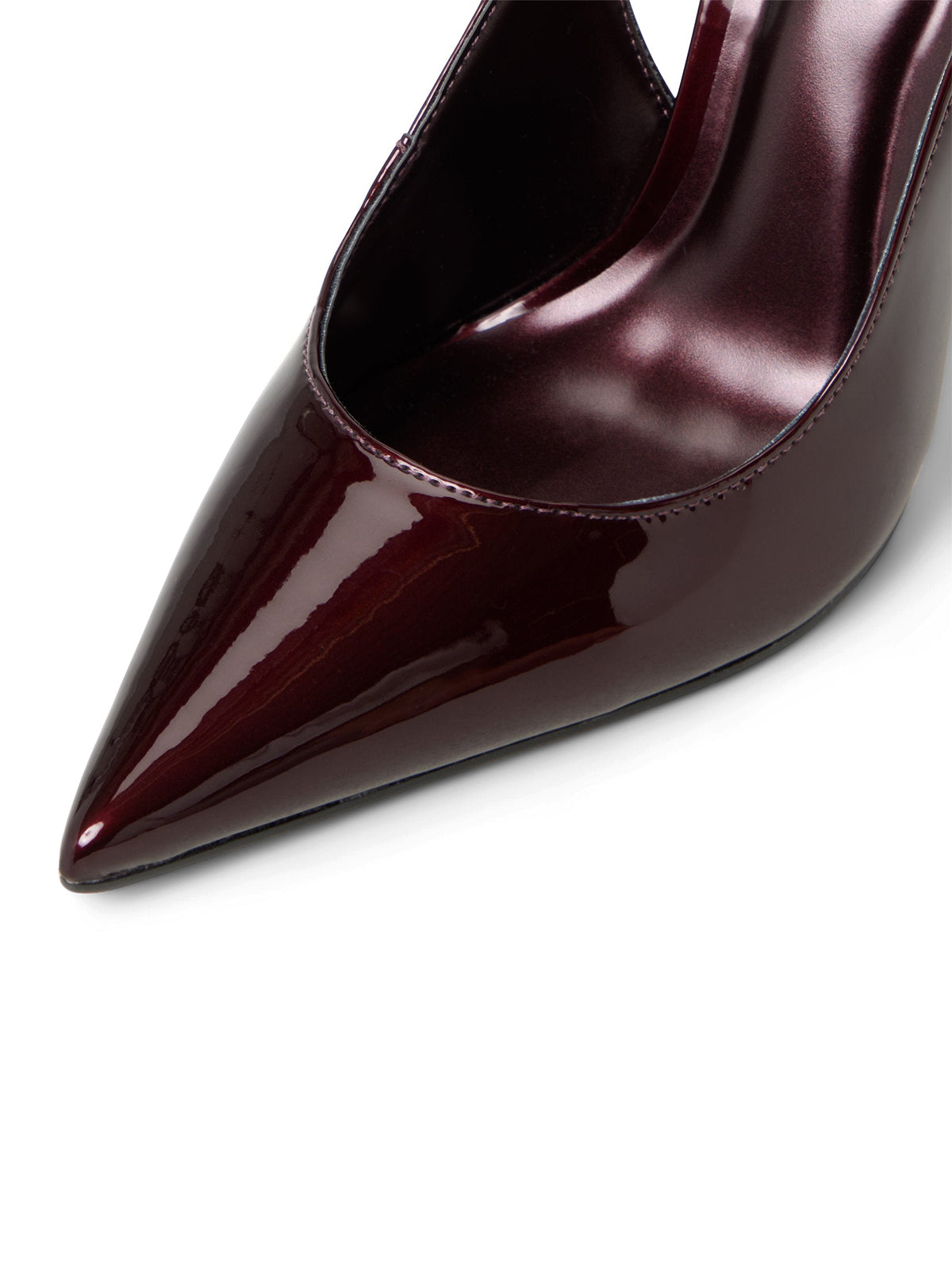 Patent Dark Brown Pointed-Toe Classic Buckle Slingback High Heels