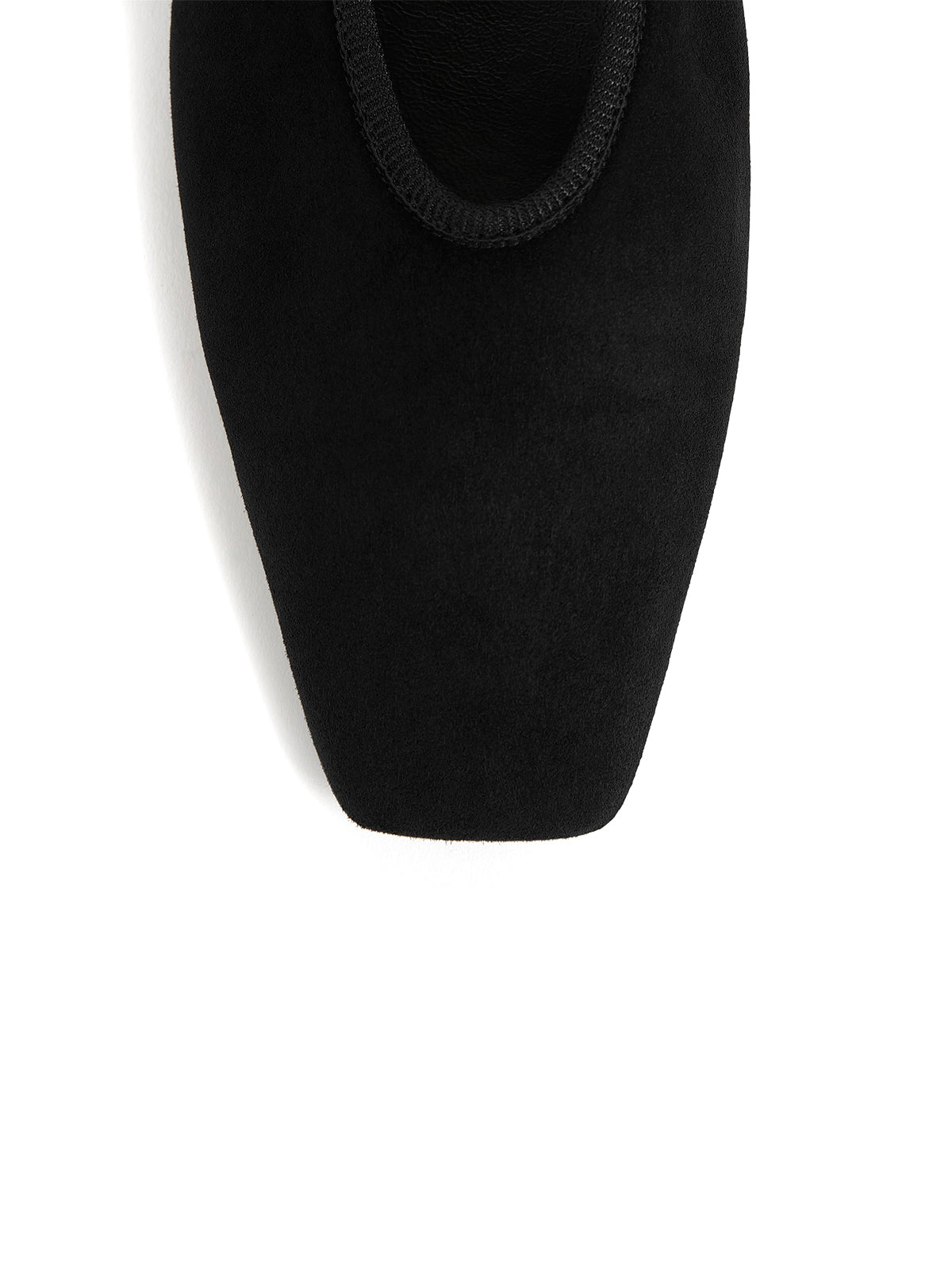 Black Faux Suede Square-Toe Simple Slip-On Ballet Flats