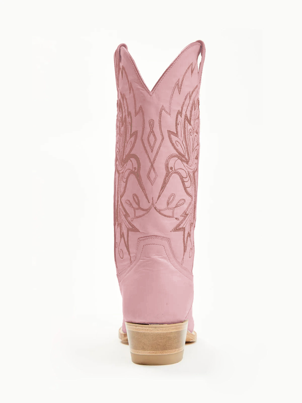 Rose Pink Snip-Toe Vivid Bird Embroidery Mid Calf Cowgirl Boots