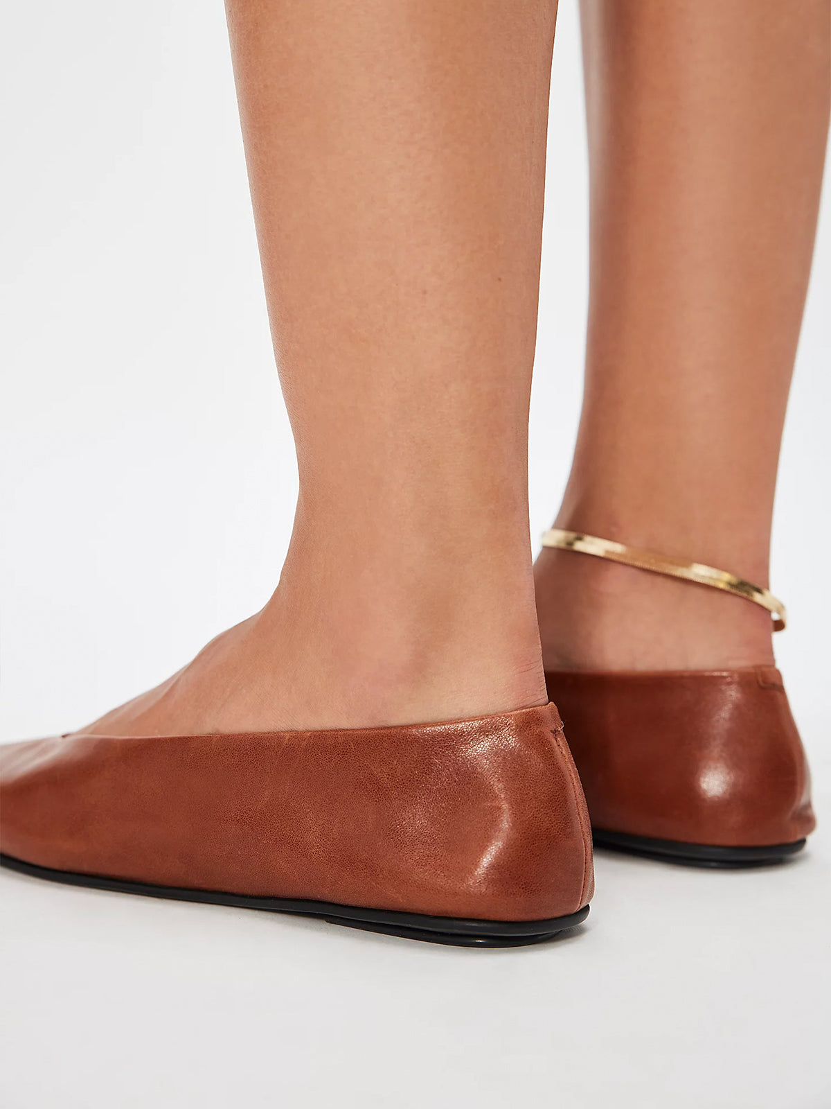 Classic Square-Toe Slip-On Flats - Dark Tan