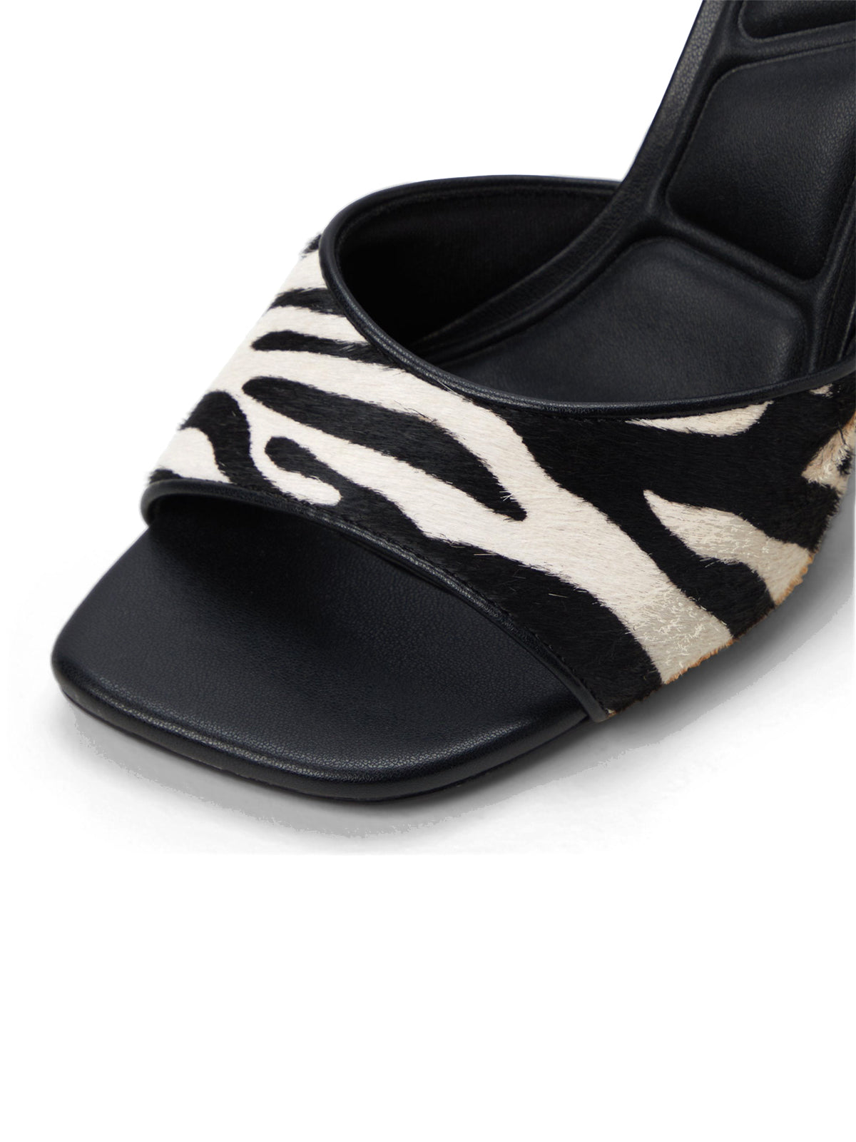 Zebra Print Open Square-Toe Backless High Heels